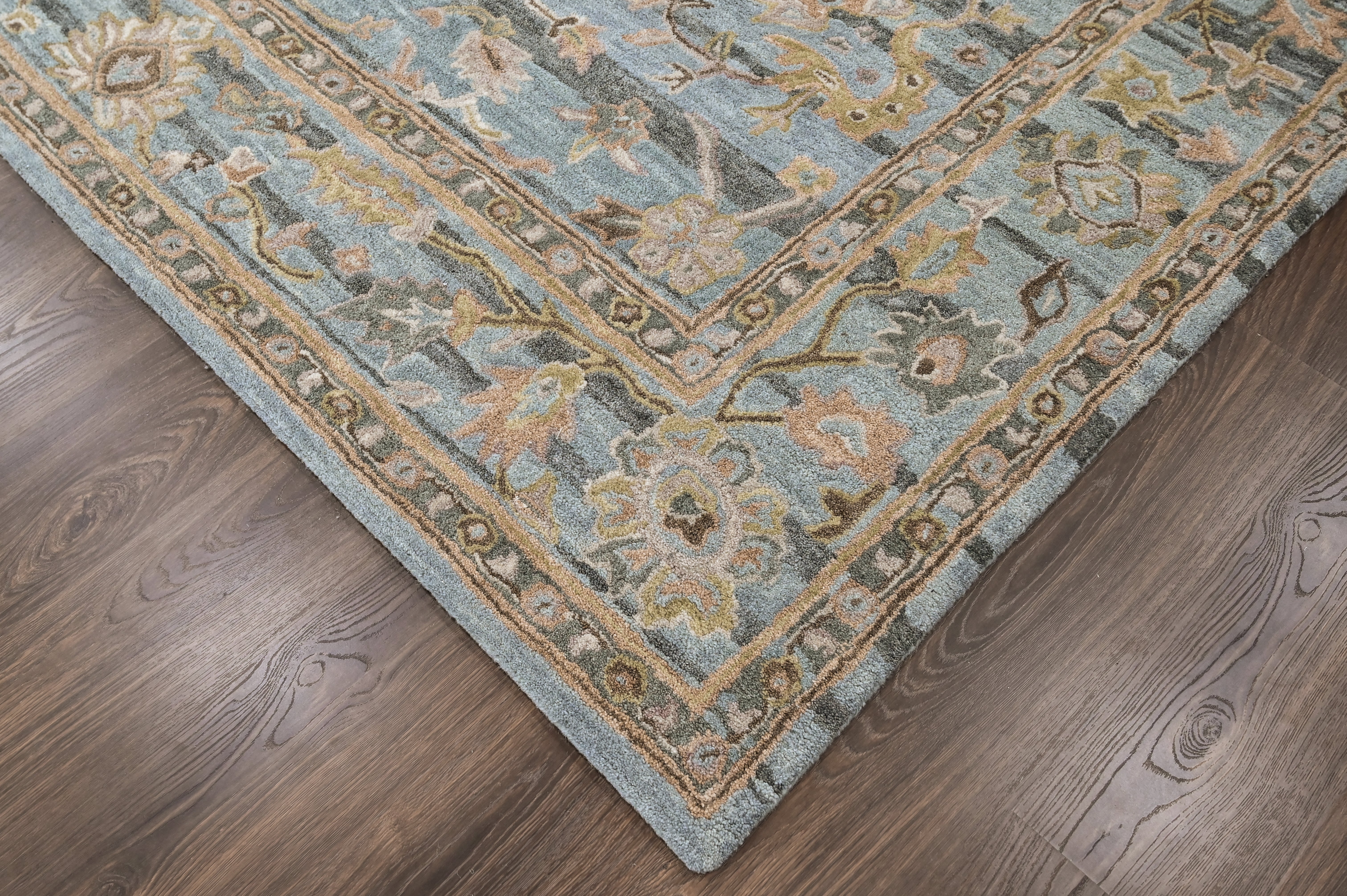 loomBloom Aqua Multi Size Hand Tufted Wool Floral Modern & Contemporary Oriental Area Rug