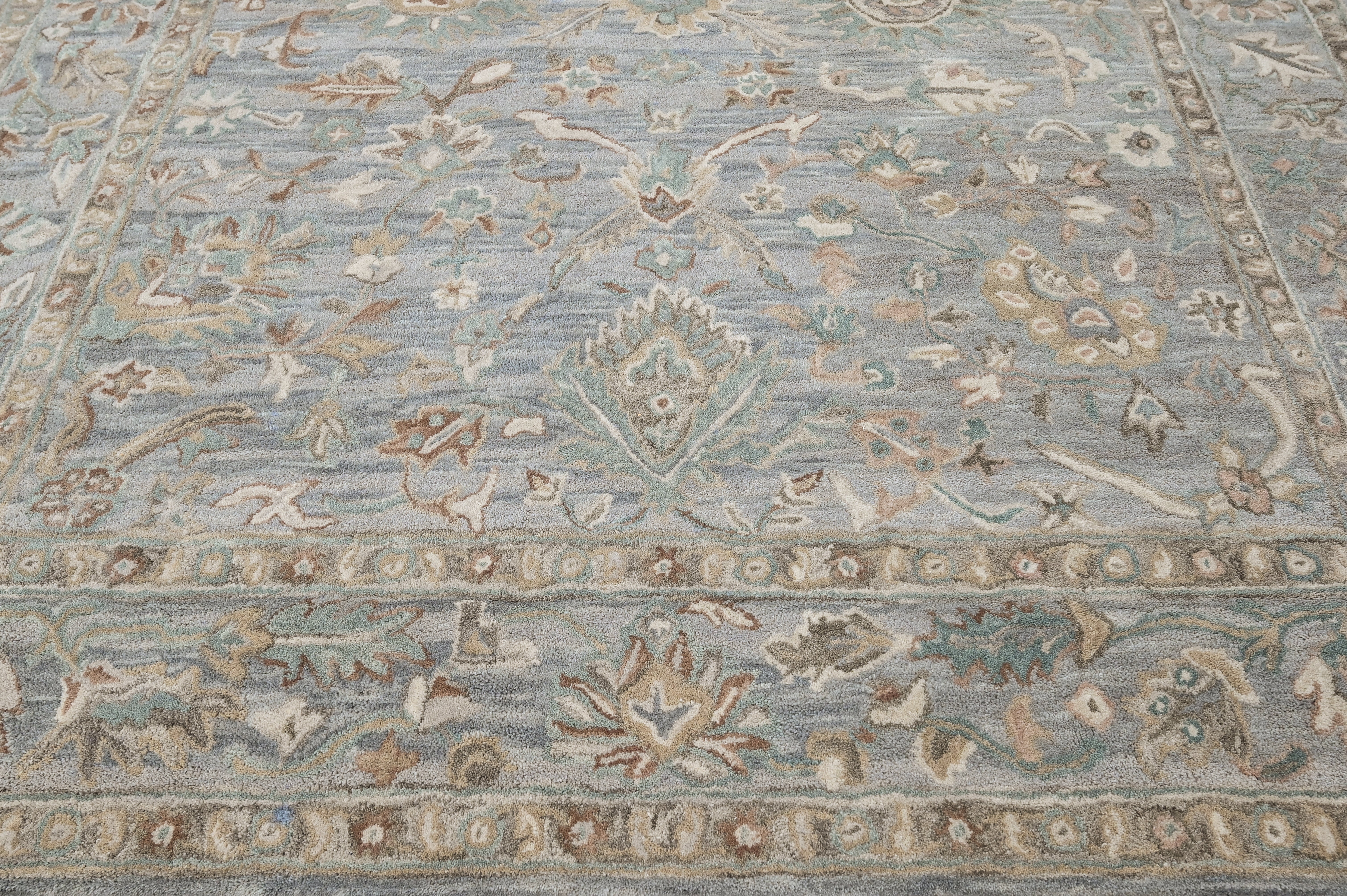 loomBloom Sky Blue Multi Size Hand Tufted Wool Floral Modern & Contemporary Oriental Area Rug