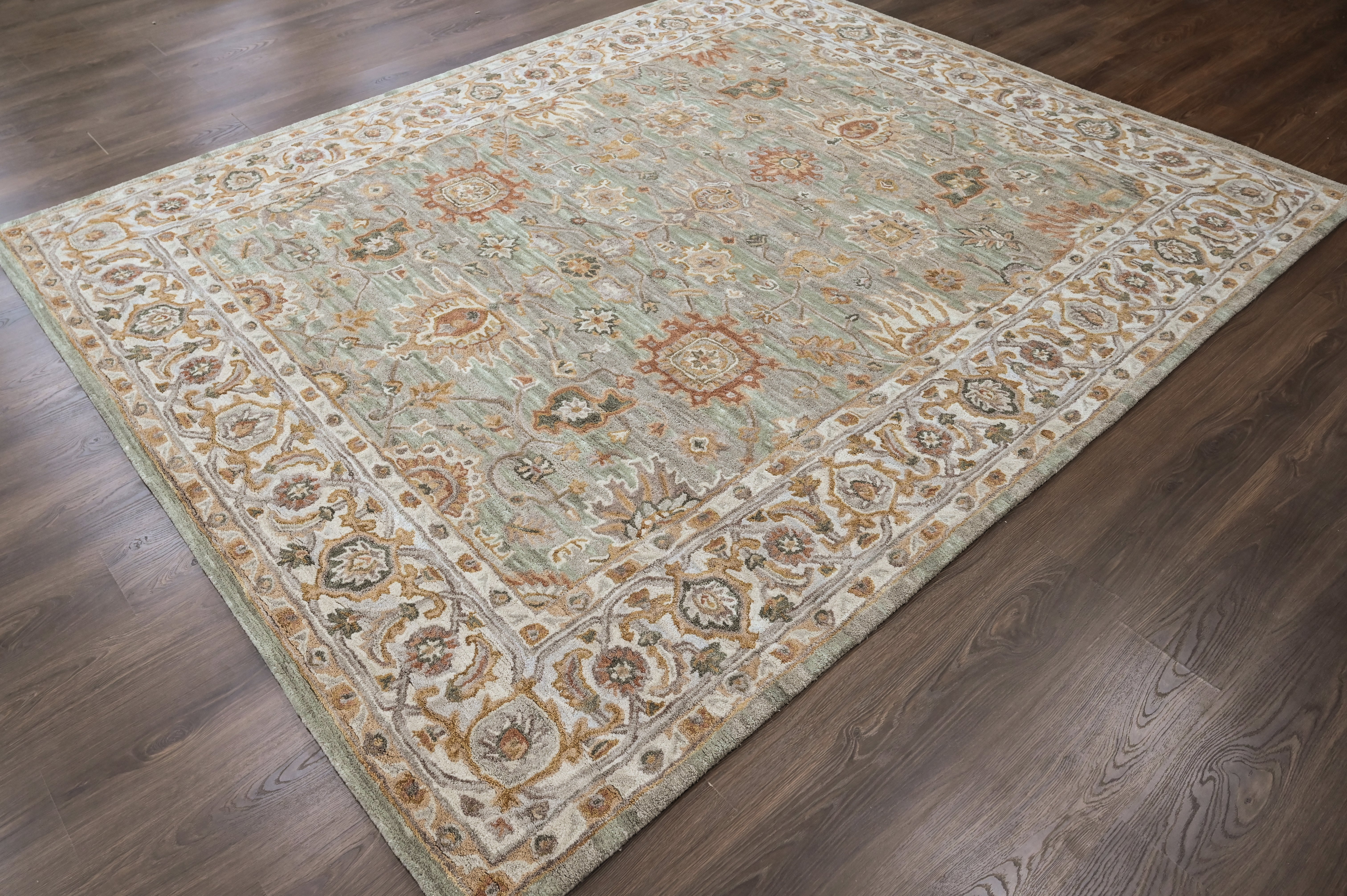 loomBloom Mint Green Multi Size Hand Tufted Wool Floral Modern & Contemporary Oriental Area Rug