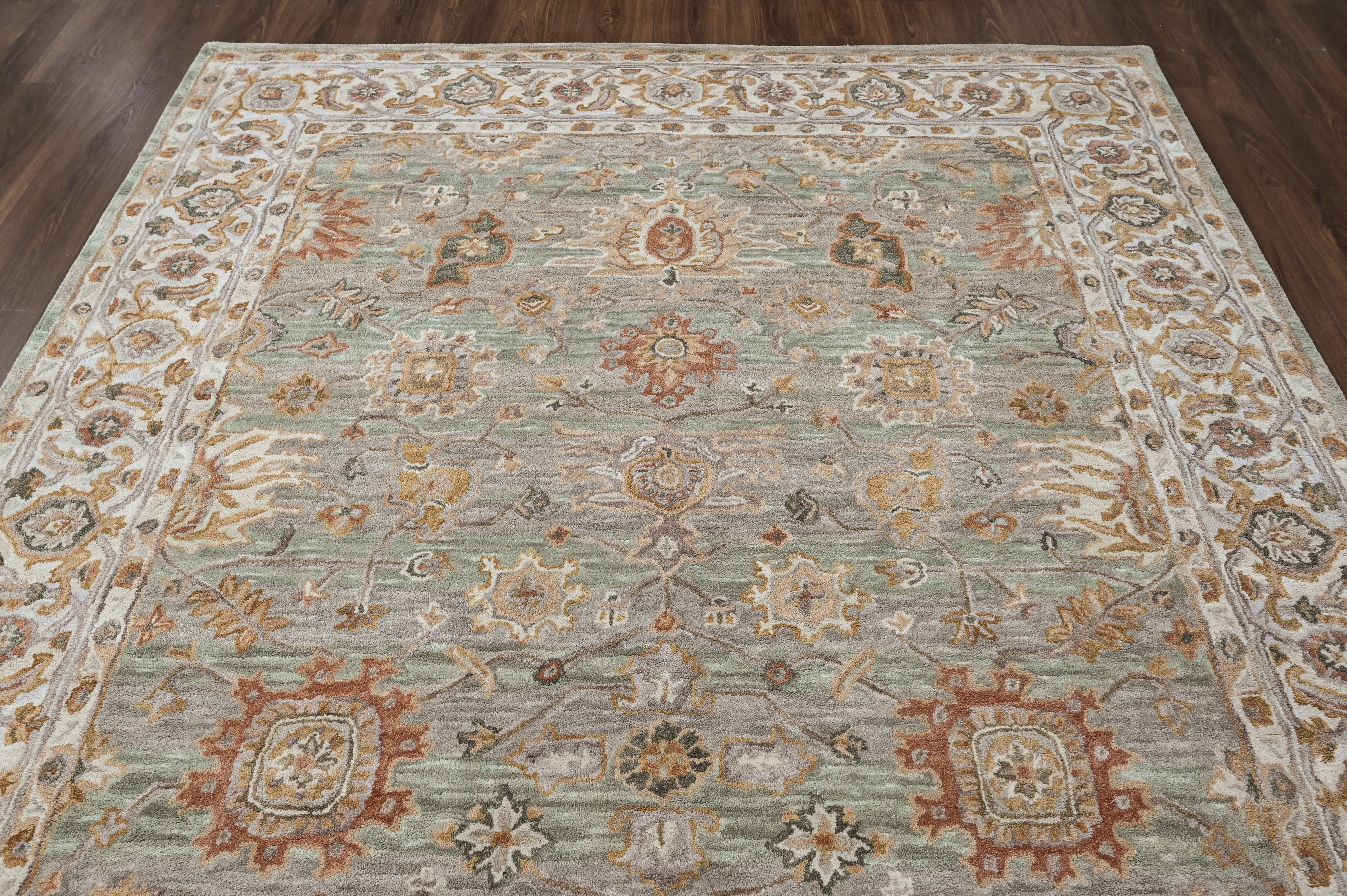 loomBloom Mint Green Multi Size Hand Tufted Wool Floral Modern & Contemporary Oriental Area Rug
