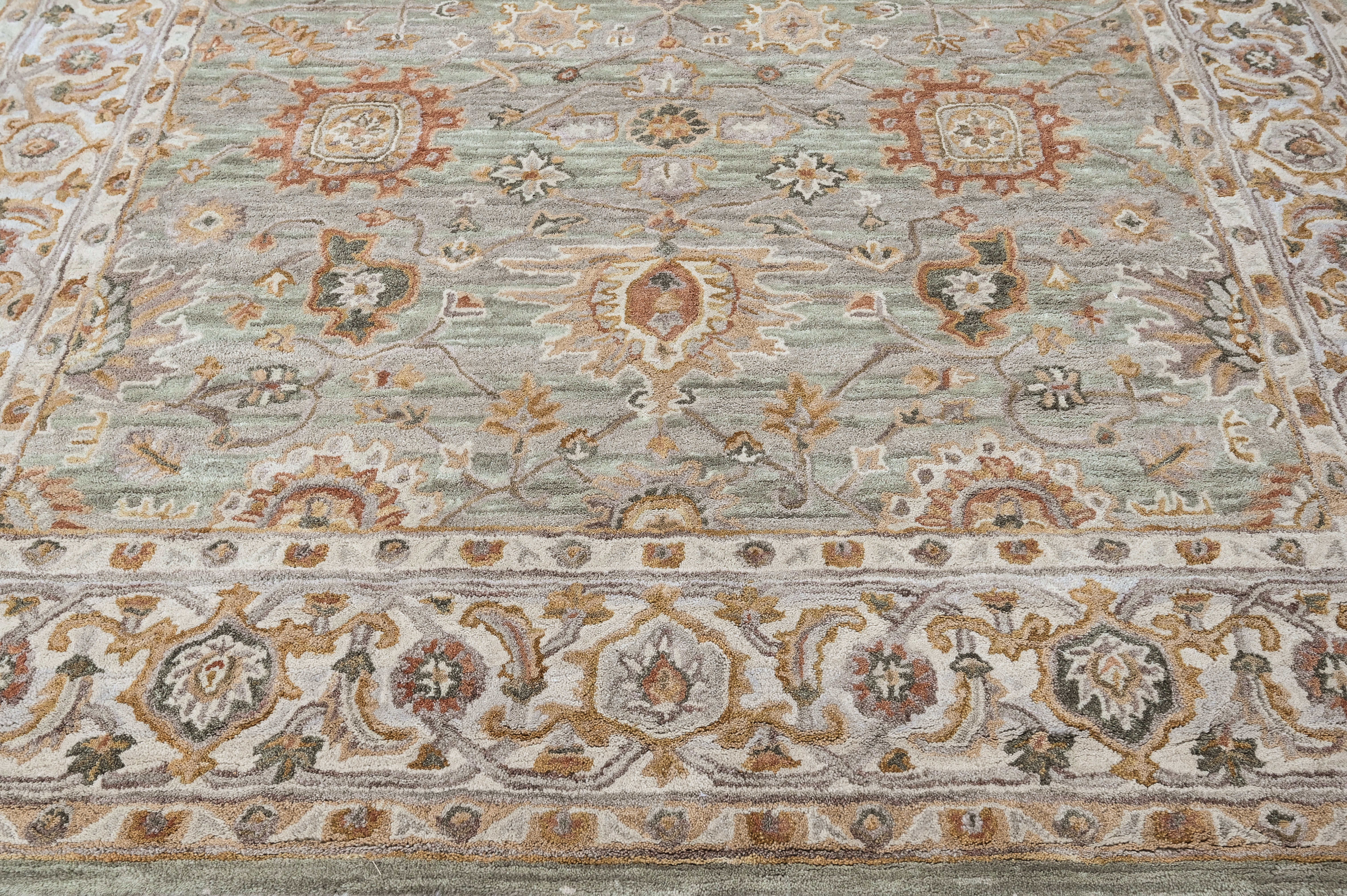 loomBloom Mint Green Multi Size Hand Tufted Wool Floral Modern & Contemporary Oriental Area Rug