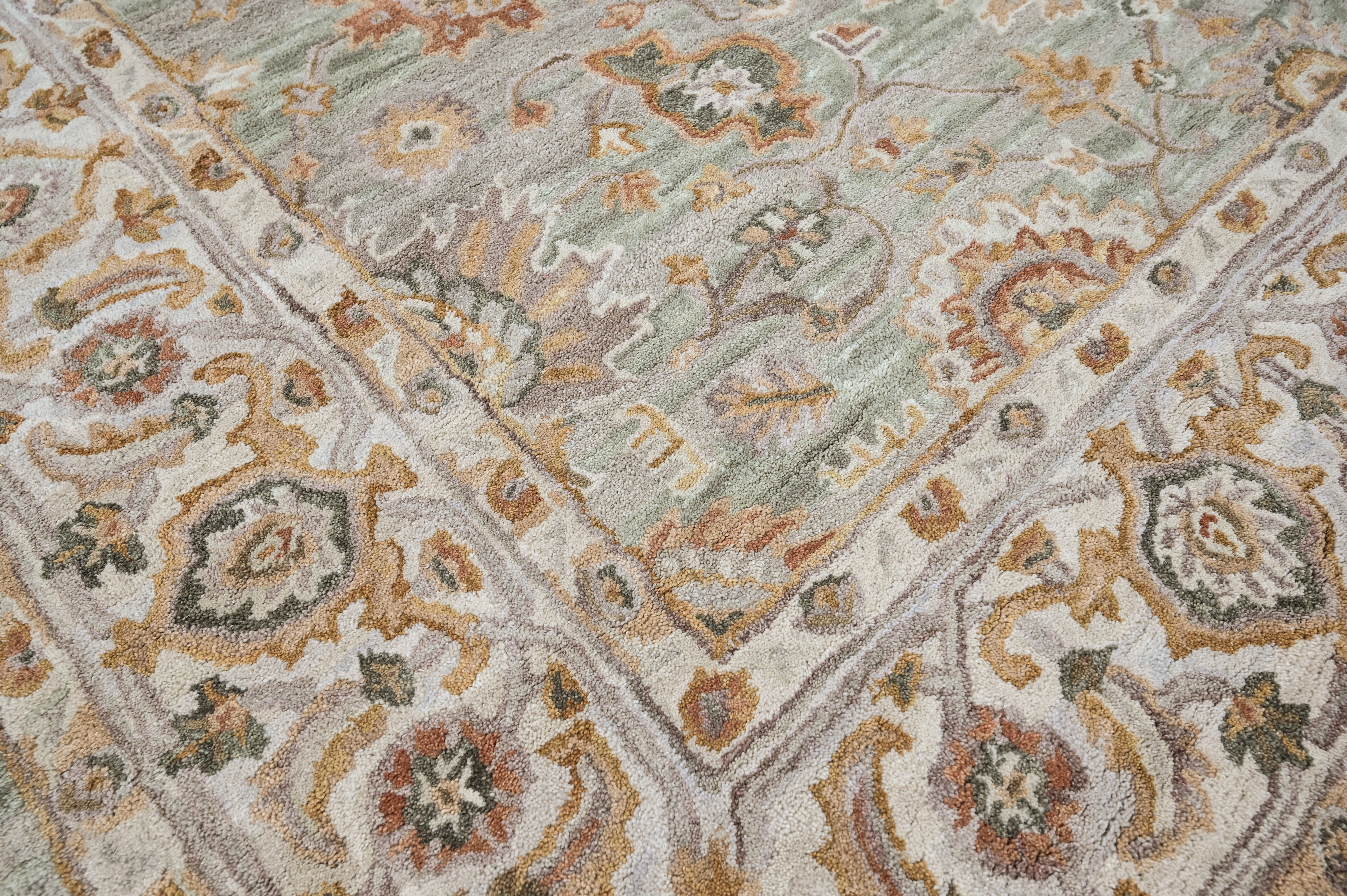 loomBloom Mint Green Multi Size Hand Tufted Wool Floral Modern & Contemporary Oriental Area Rug