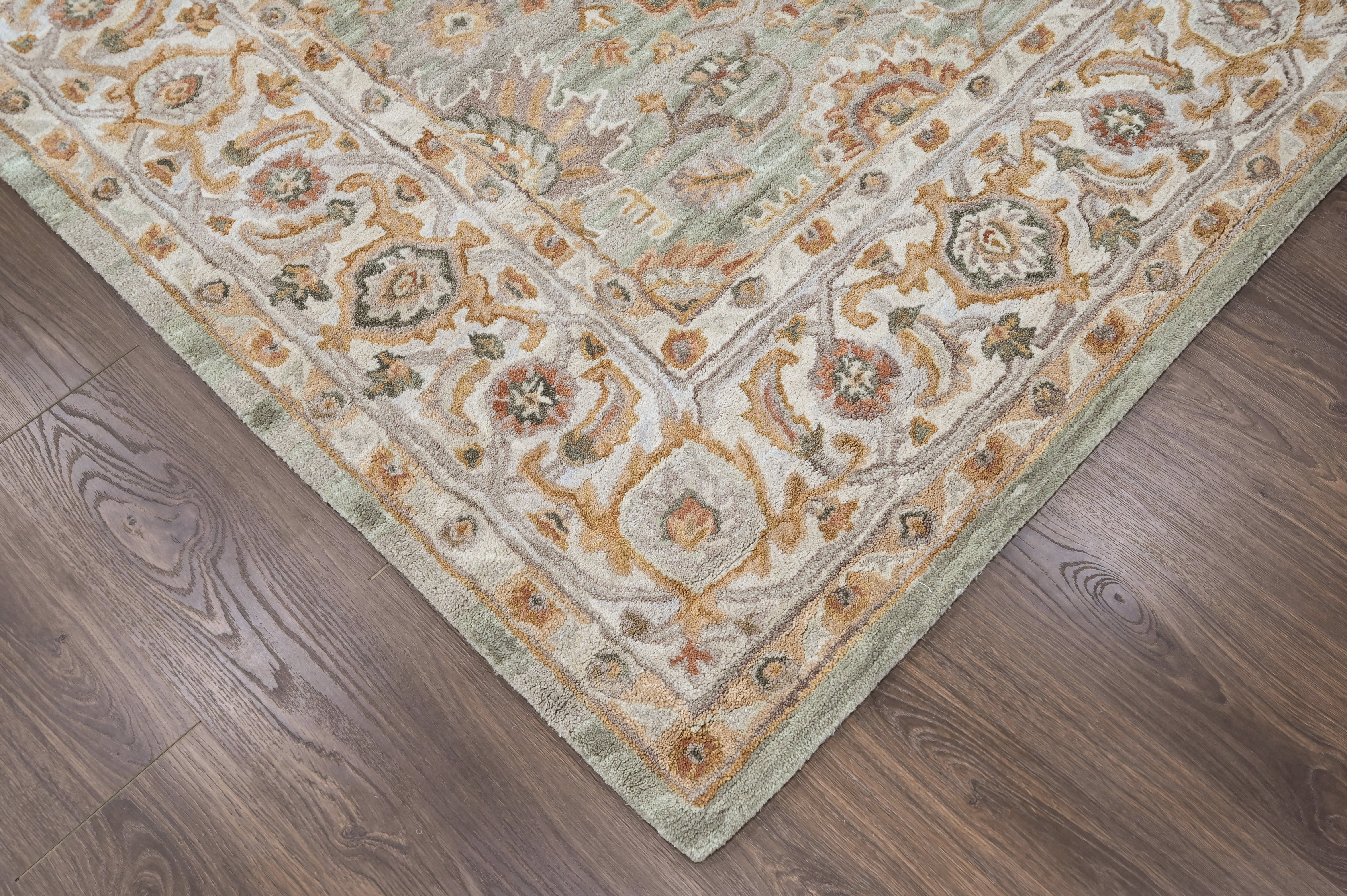 loomBloom Mint Green Multi Size Hand Tufted Wool Floral Modern & Contemporary Oriental Area Rug