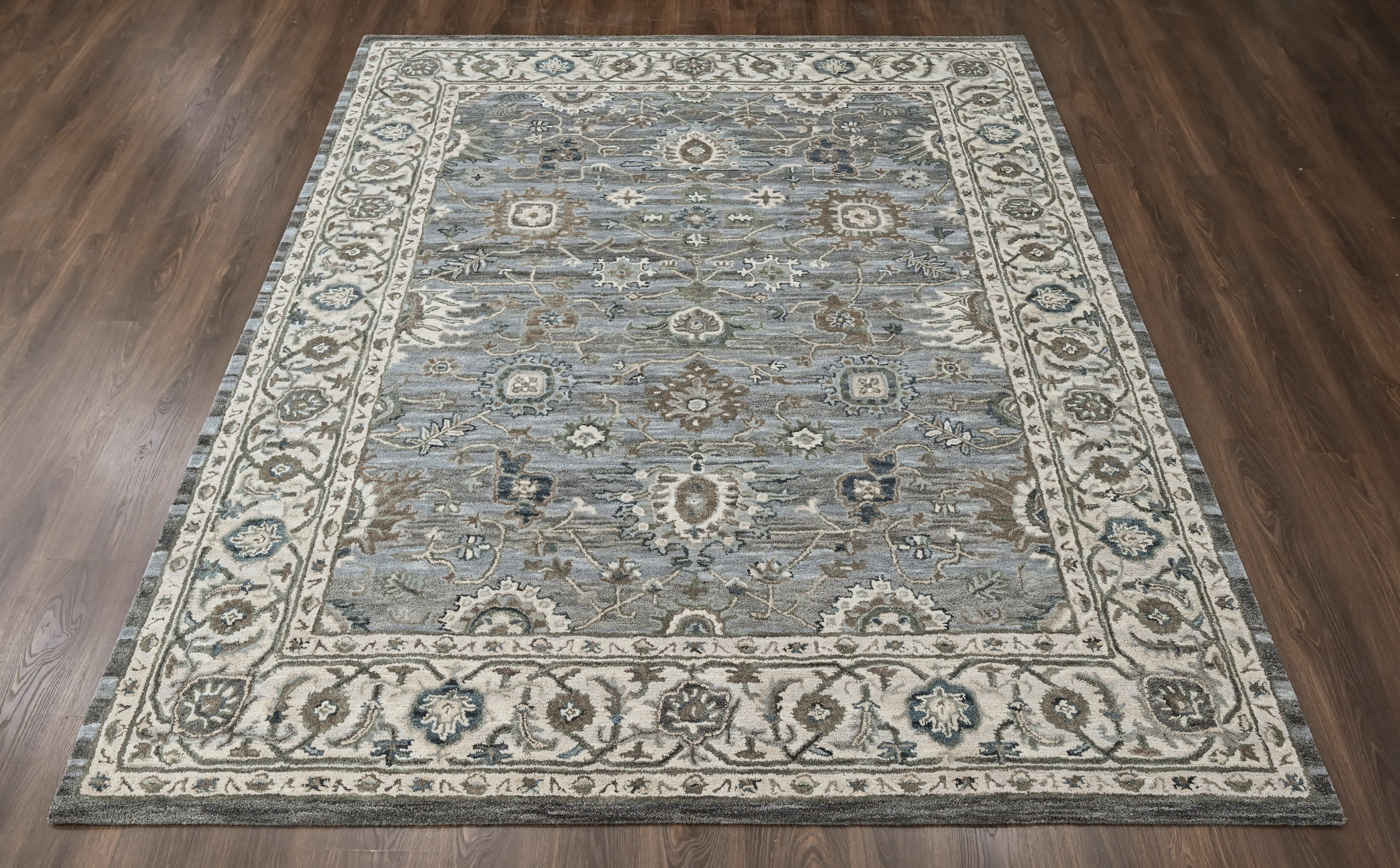 loomBloom Light Blue Multi Size Hand Tufted Wool Floral Modern & Contemporary Oriental Area Rug