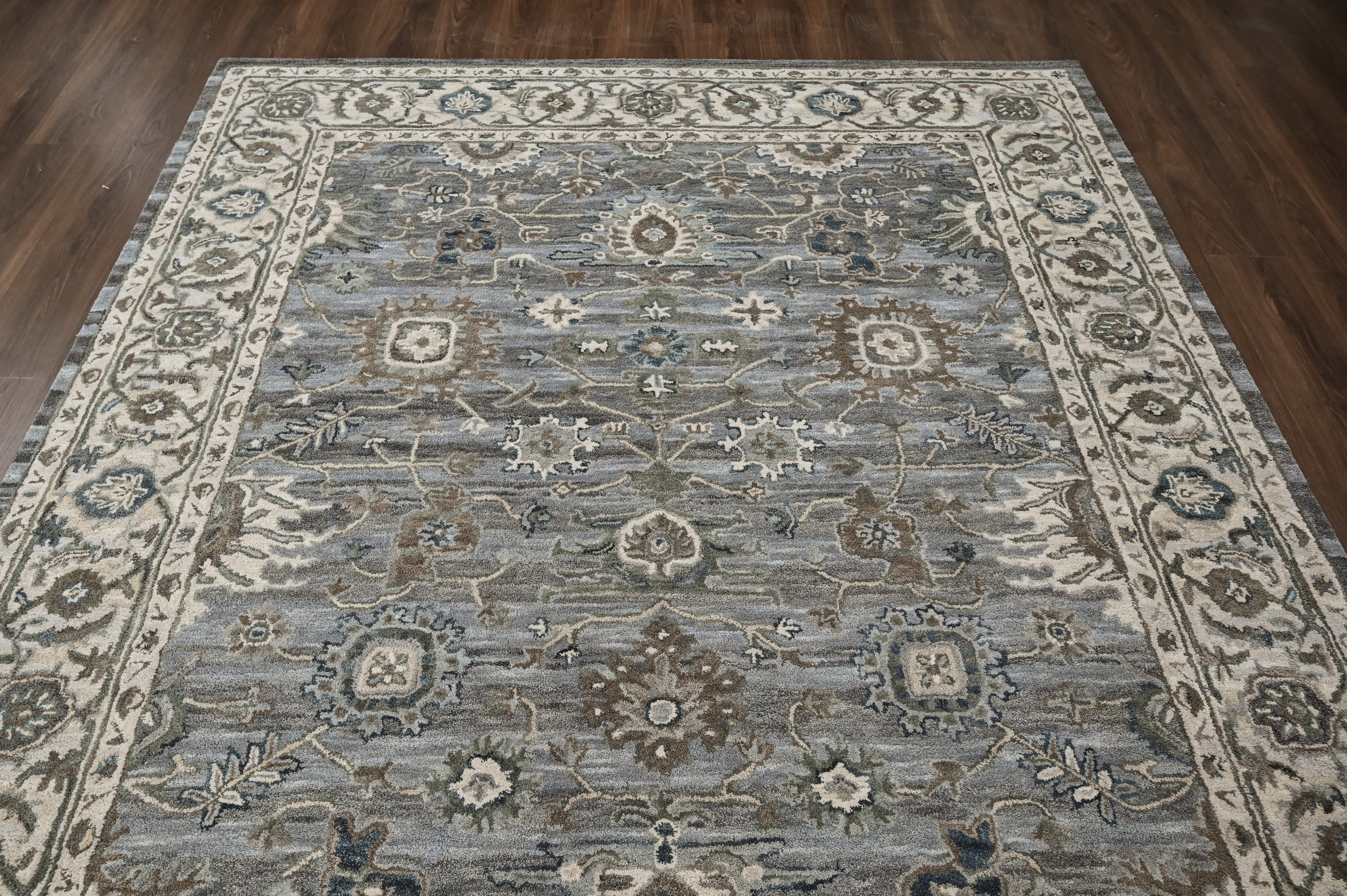 loomBloom Light Blue Multi Size Hand Tufted Wool Floral Modern & Contemporary Oriental Area Rug
