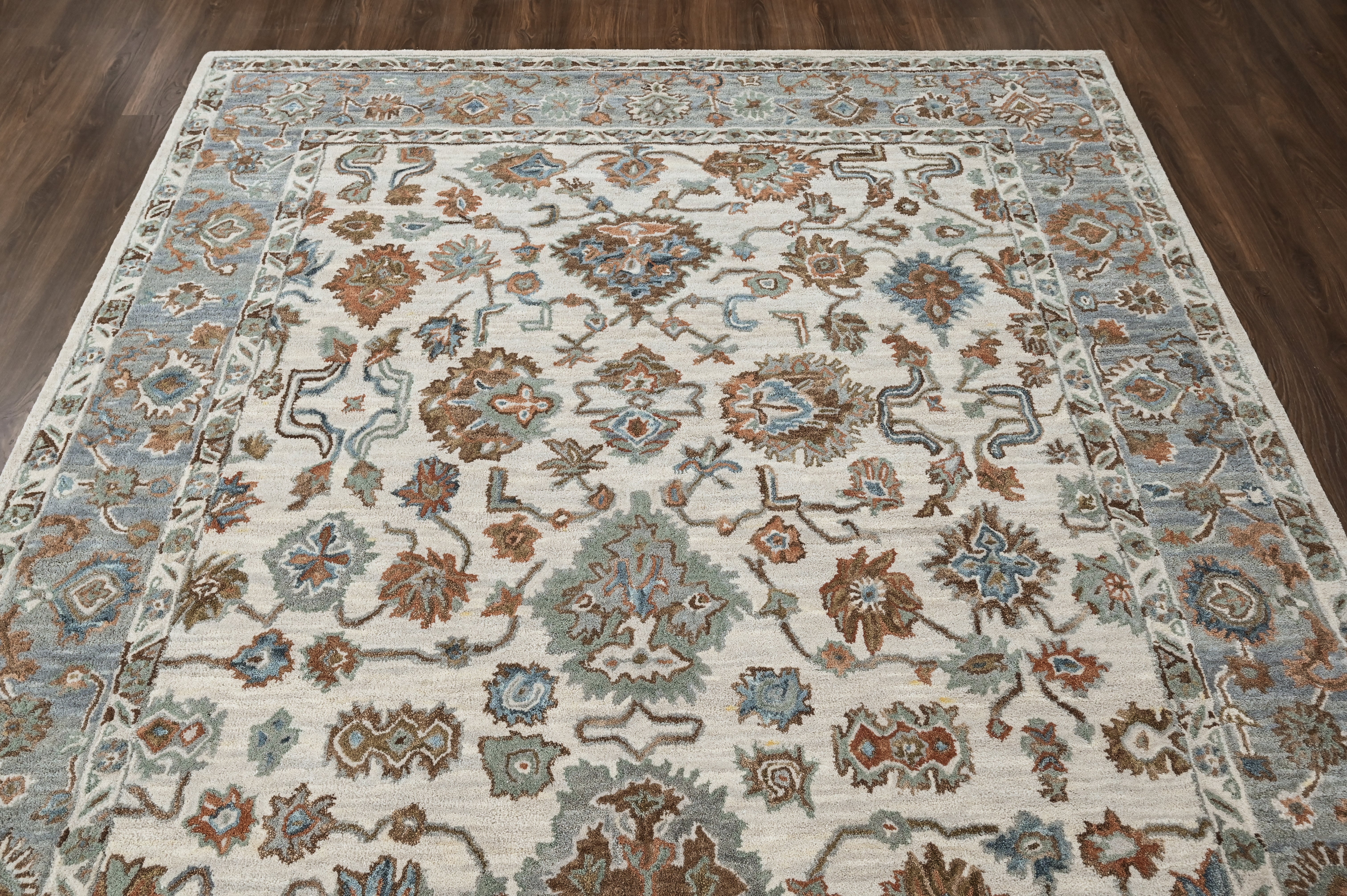 loomBloom Beige Multi Size Hand Tufted Wool Floral Modern & Contemporary Oriental Area Rug