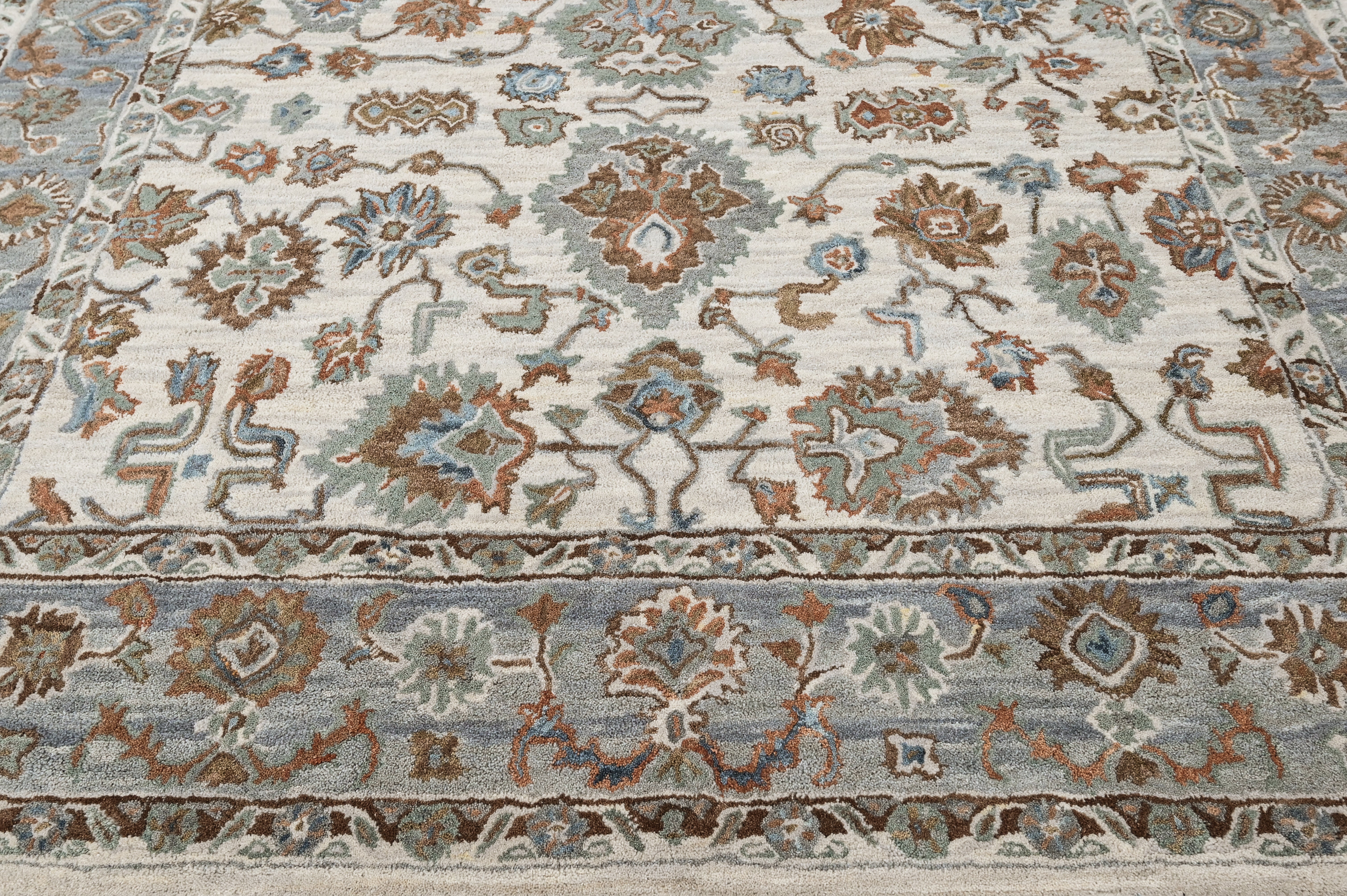 loomBloom Beige Multi Size Hand Tufted Wool Floral Modern & Contemporary Oriental Area Rug