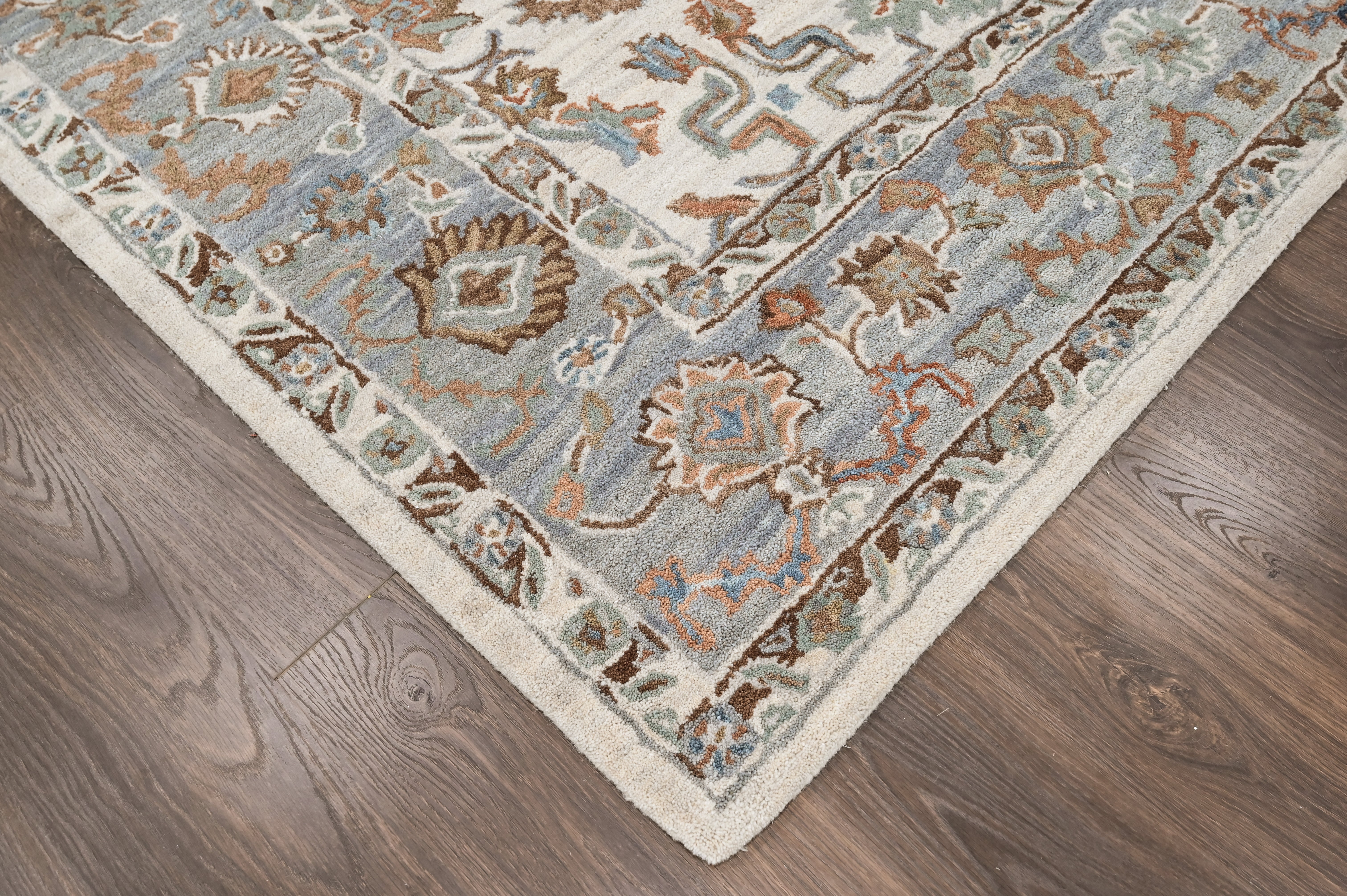 loomBloom Beige Multi Size Hand Tufted Wool Floral Modern & Contemporary Oriental Area Rug