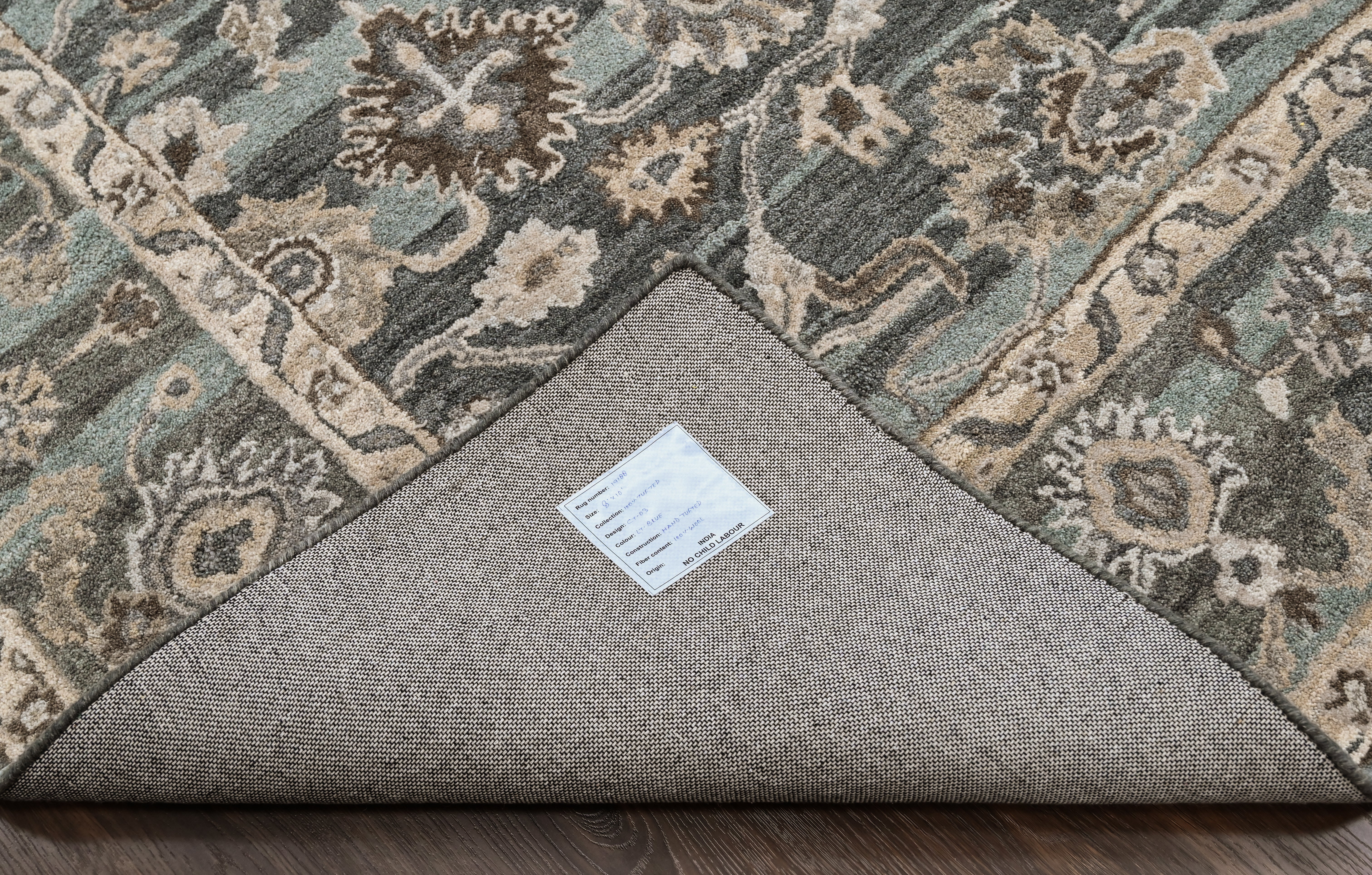 loomBloom Blue 8'x10' Hand Tufted Wool Floral Modern & Contemporary Oriental Area Rug