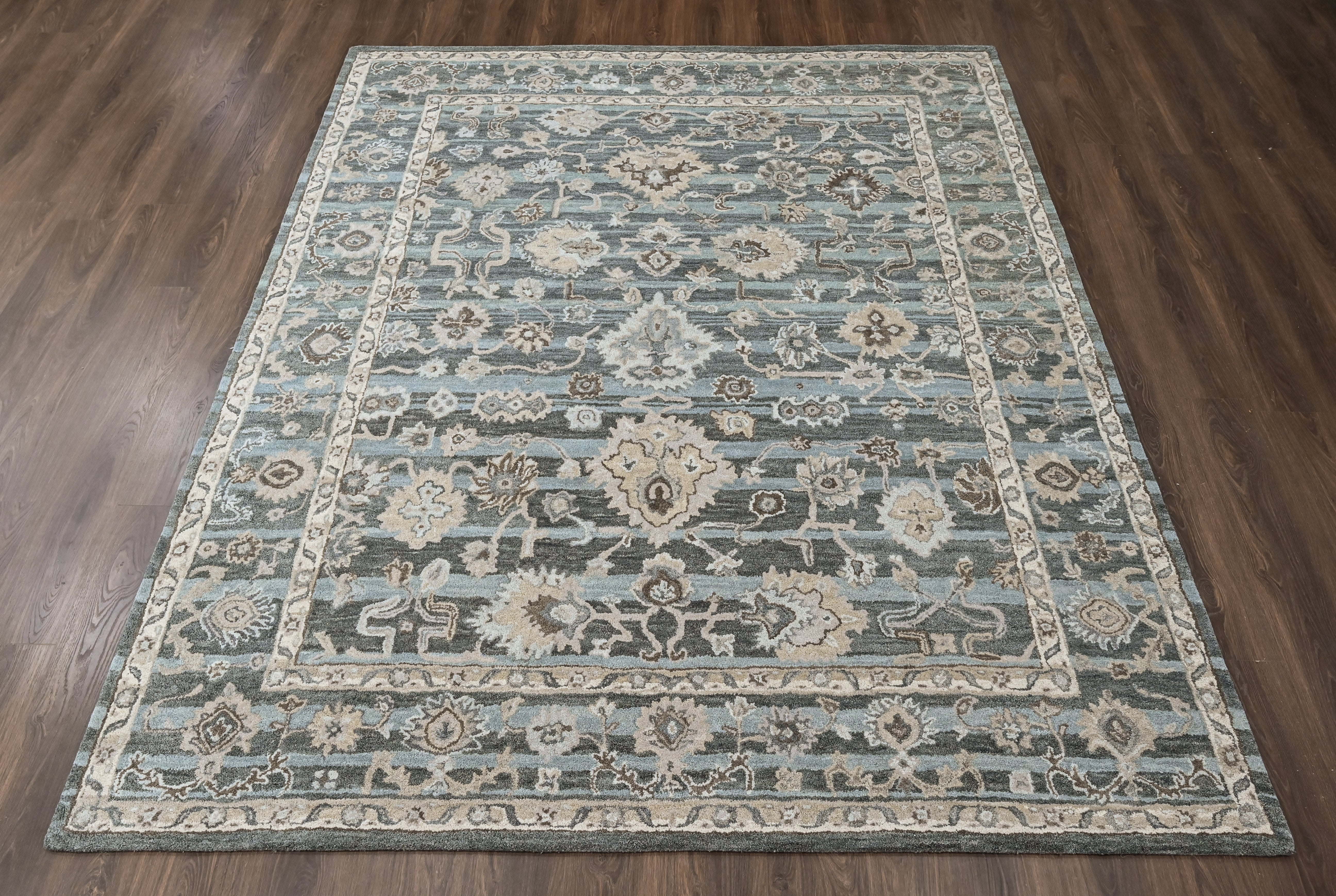 loomBloom Blue 8'x10' Hand Tufted Wool Floral Modern & Contemporary Oriental Area Rug