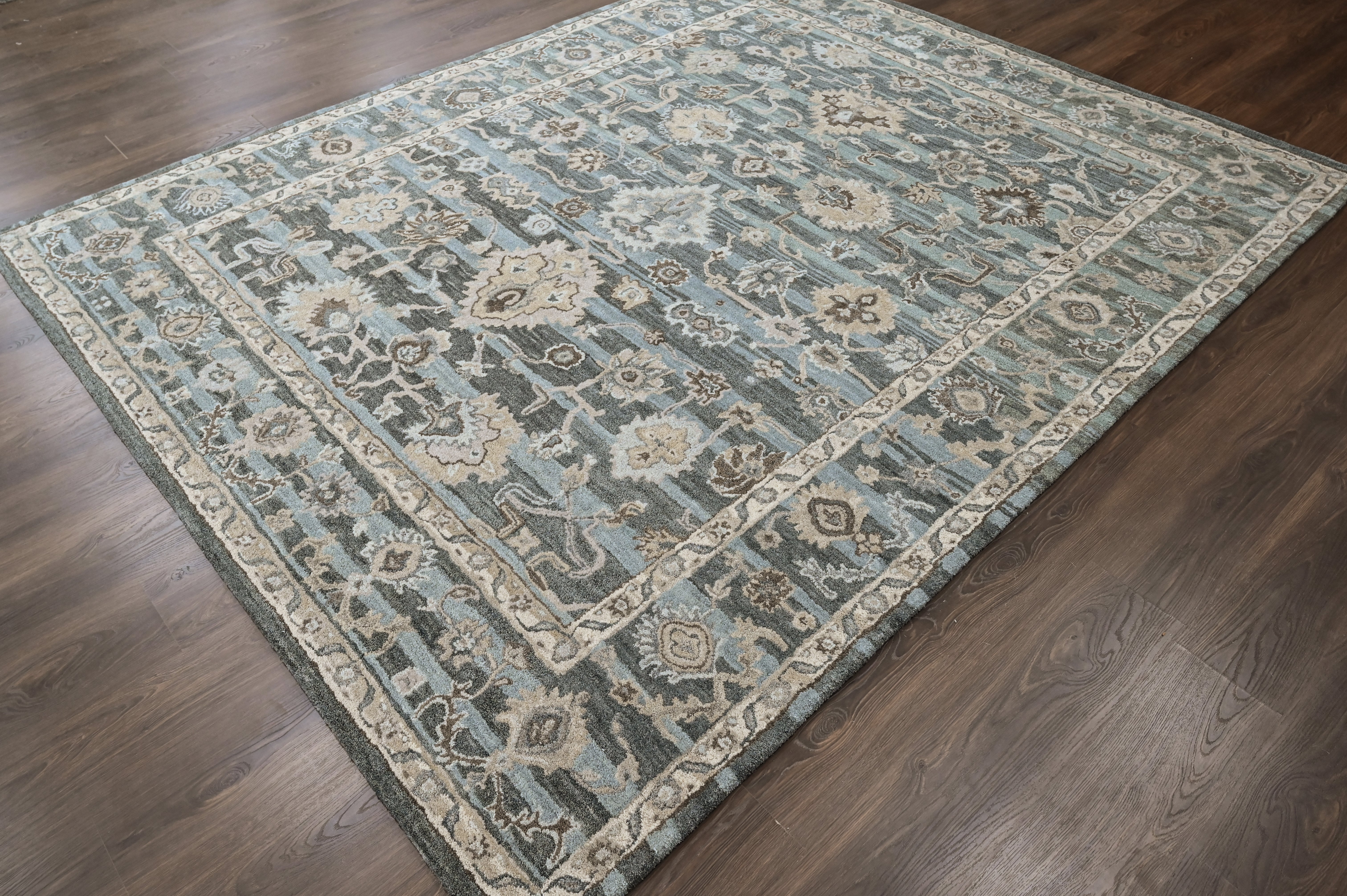loomBloom Blue 8'x10' Hand Tufted Wool Floral Modern & Contemporary Oriental Area Rug