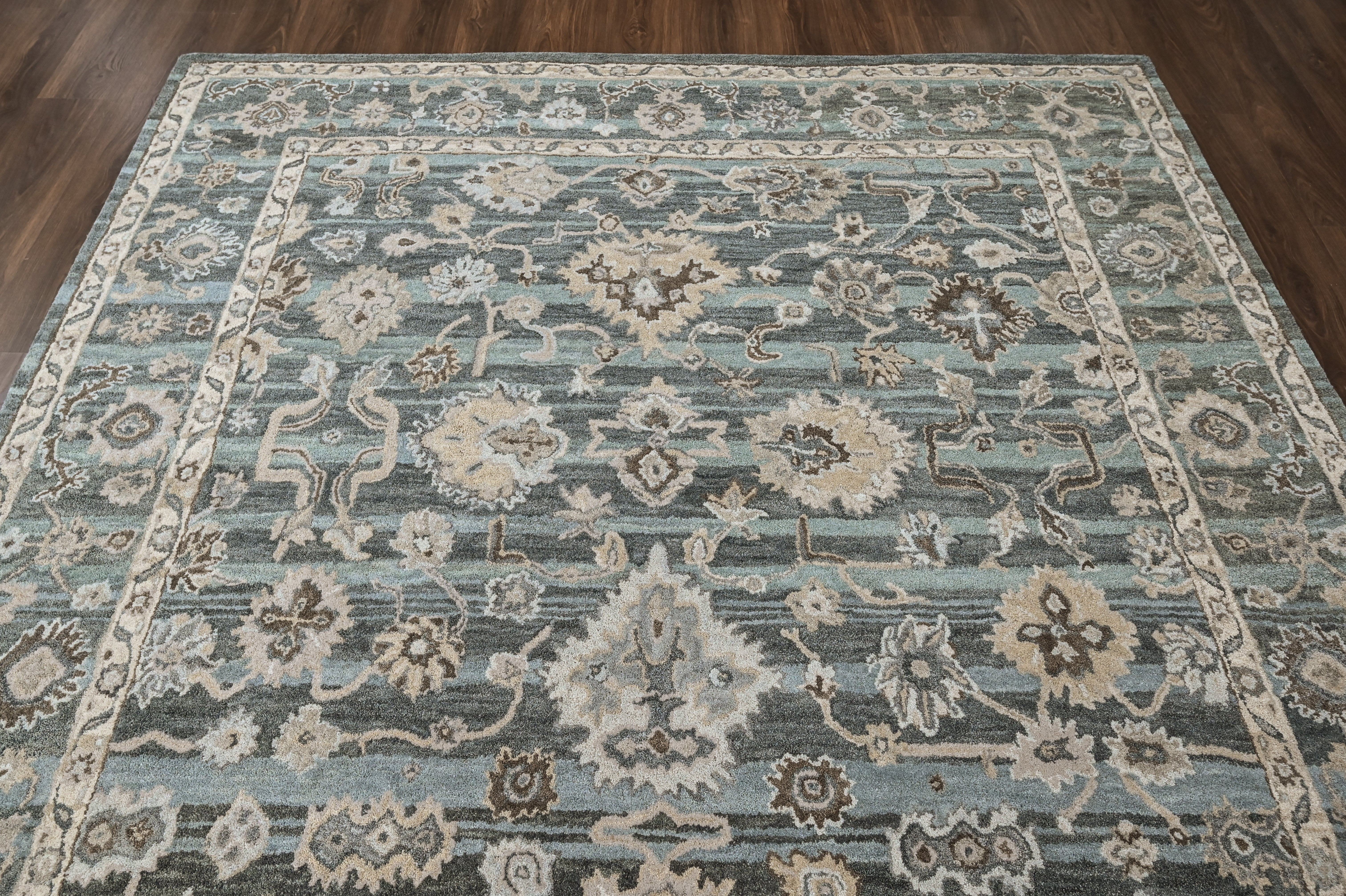 loomBloom Blue 8'x10' Hand Tufted Wool Floral Modern & Contemporary Oriental Area Rug
