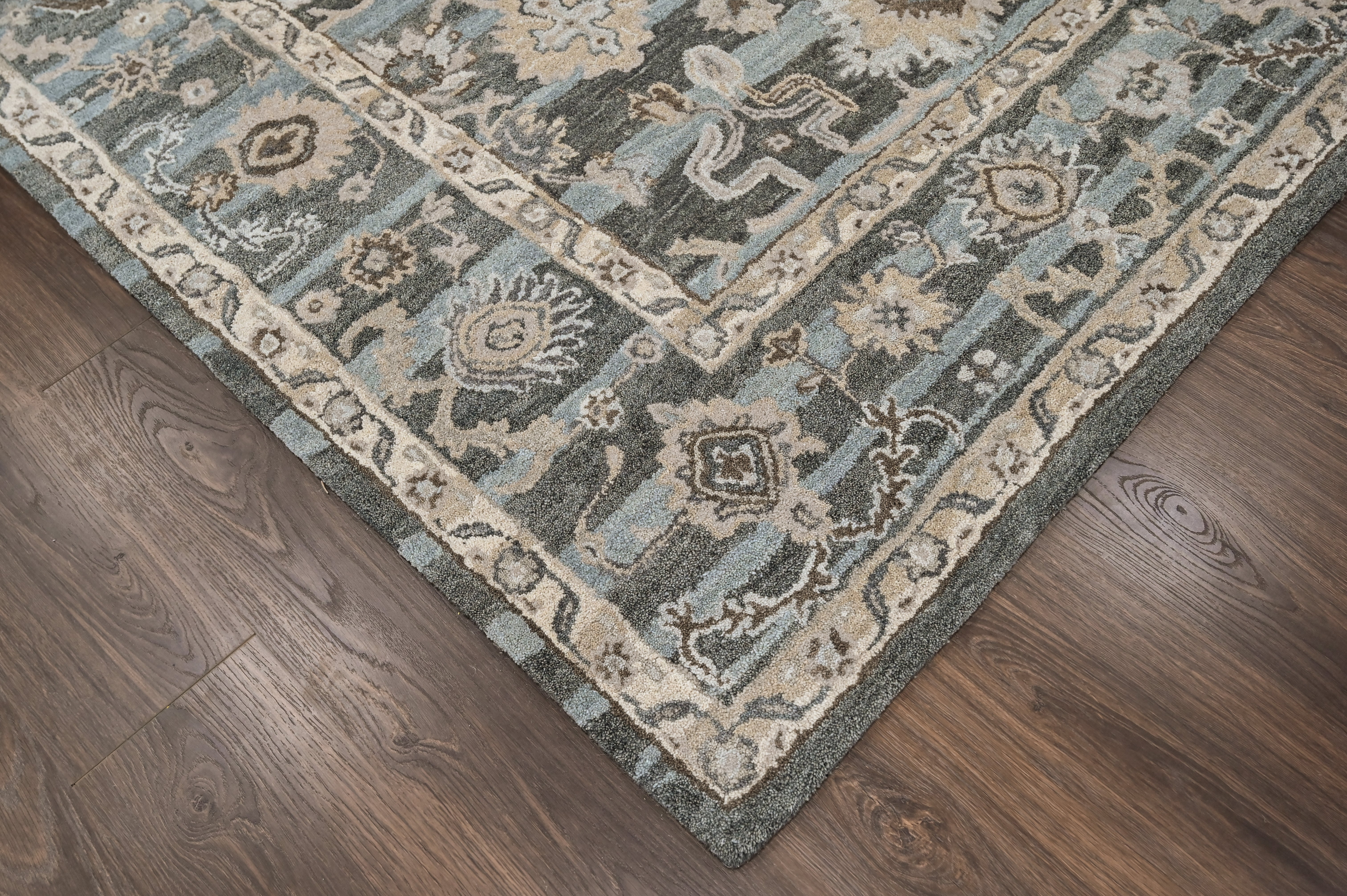 loomBloom Blue 8'x10' Hand Tufted Wool Floral Modern & Contemporary Oriental Area Rug