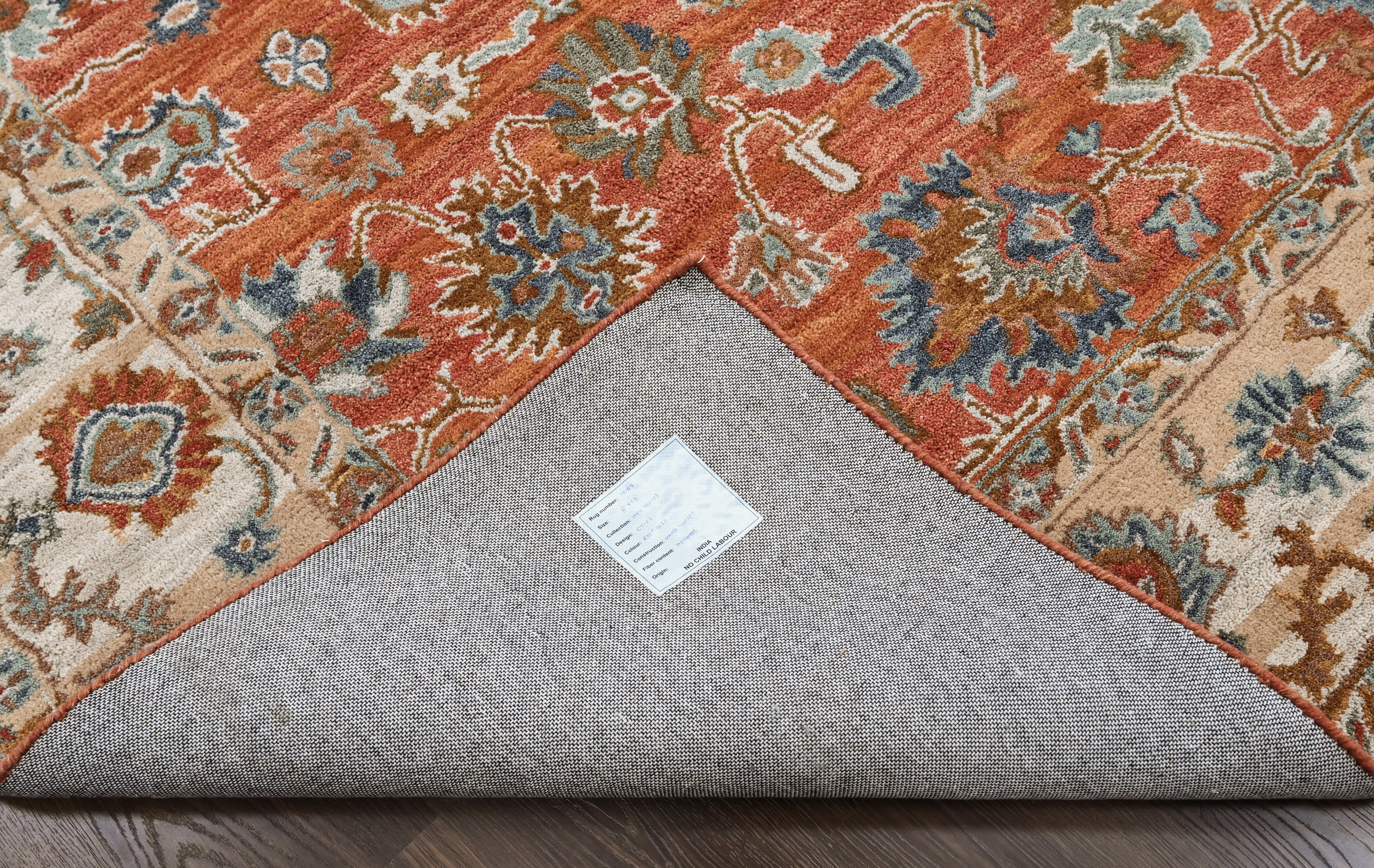 loomBloom Rust 8'x10' Hand Tufted Wool Floral Modern & Contemporary Oriental Area Rug