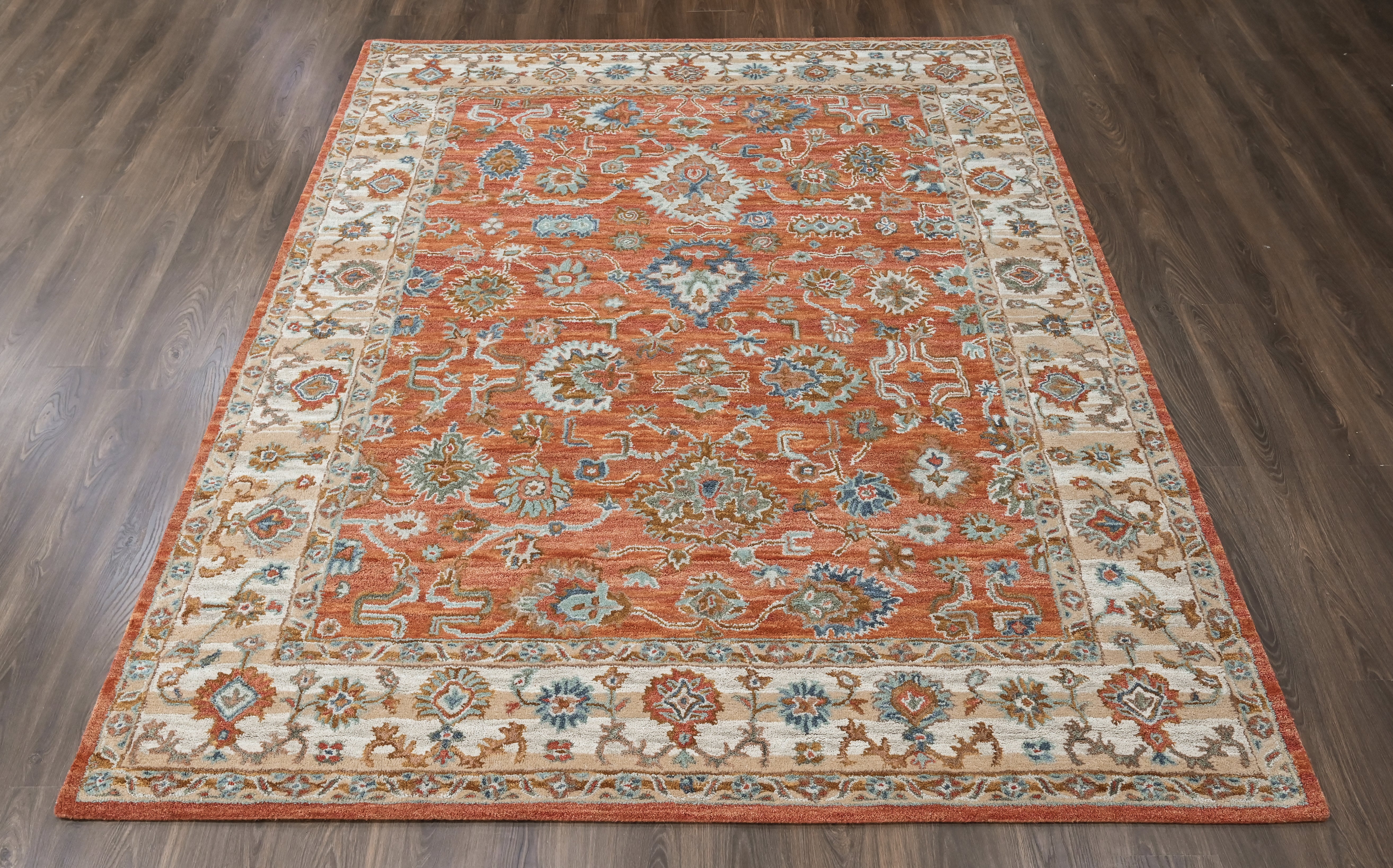 loomBloom Rust 8'x10' Hand Tufted Wool Floral Modern & Contemporary Oriental Area Rug