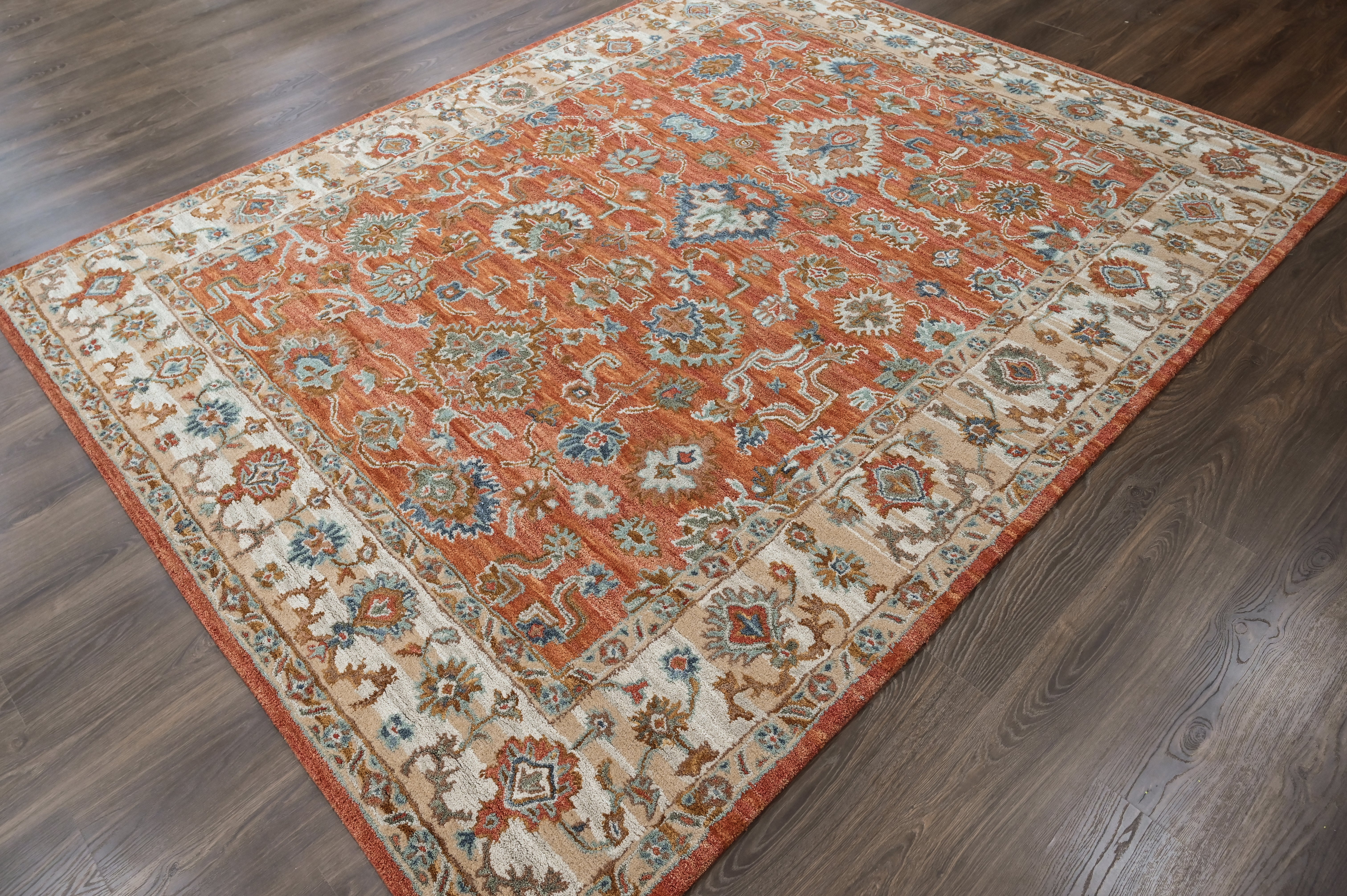 loomBloom Rust 8'x10' Hand Tufted Wool Floral Modern & Contemporary Oriental Area Rug