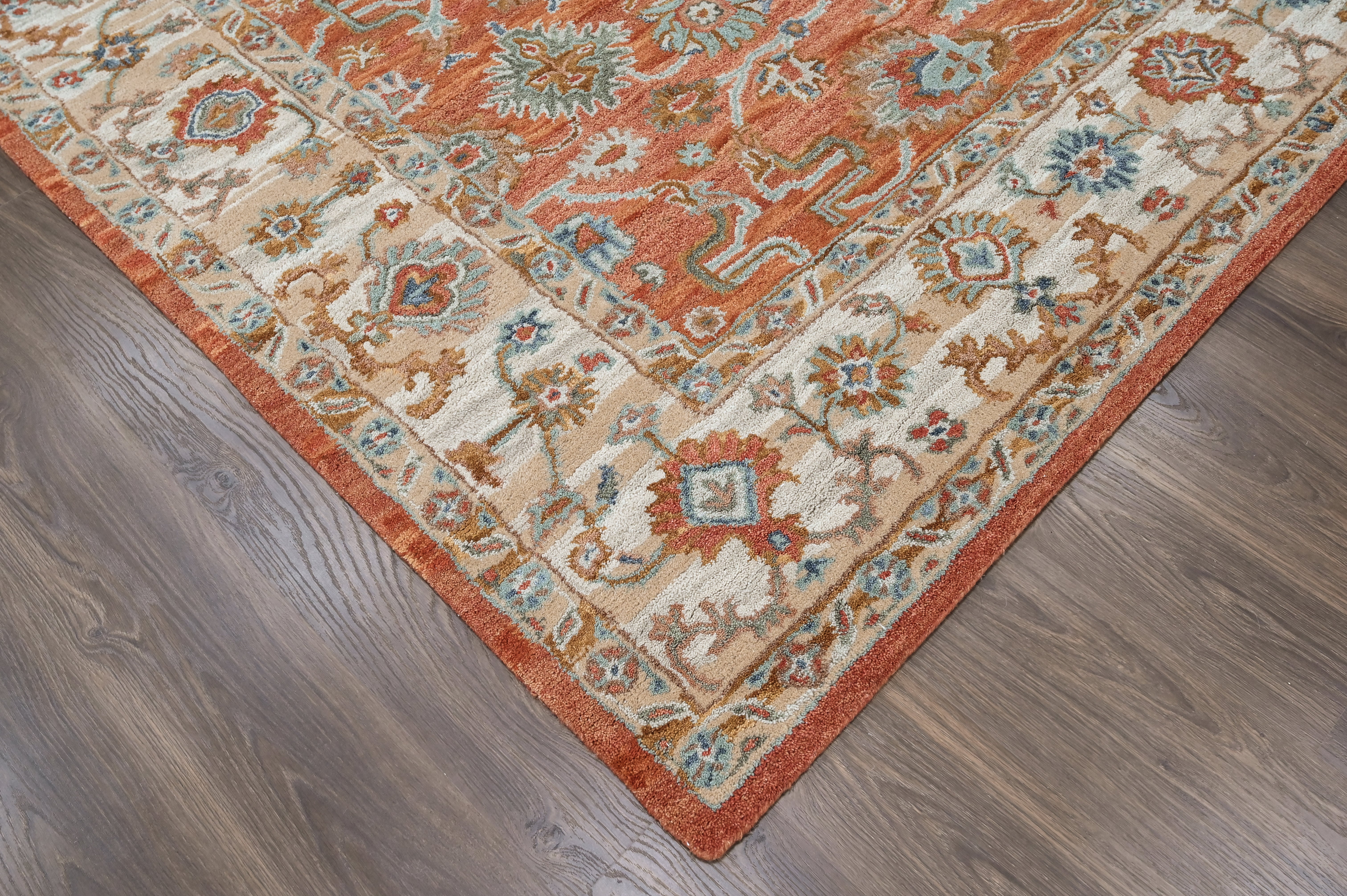 loomBloom Rust 8'x10' Hand Tufted Wool Floral Modern & Contemporary Oriental Area Rug