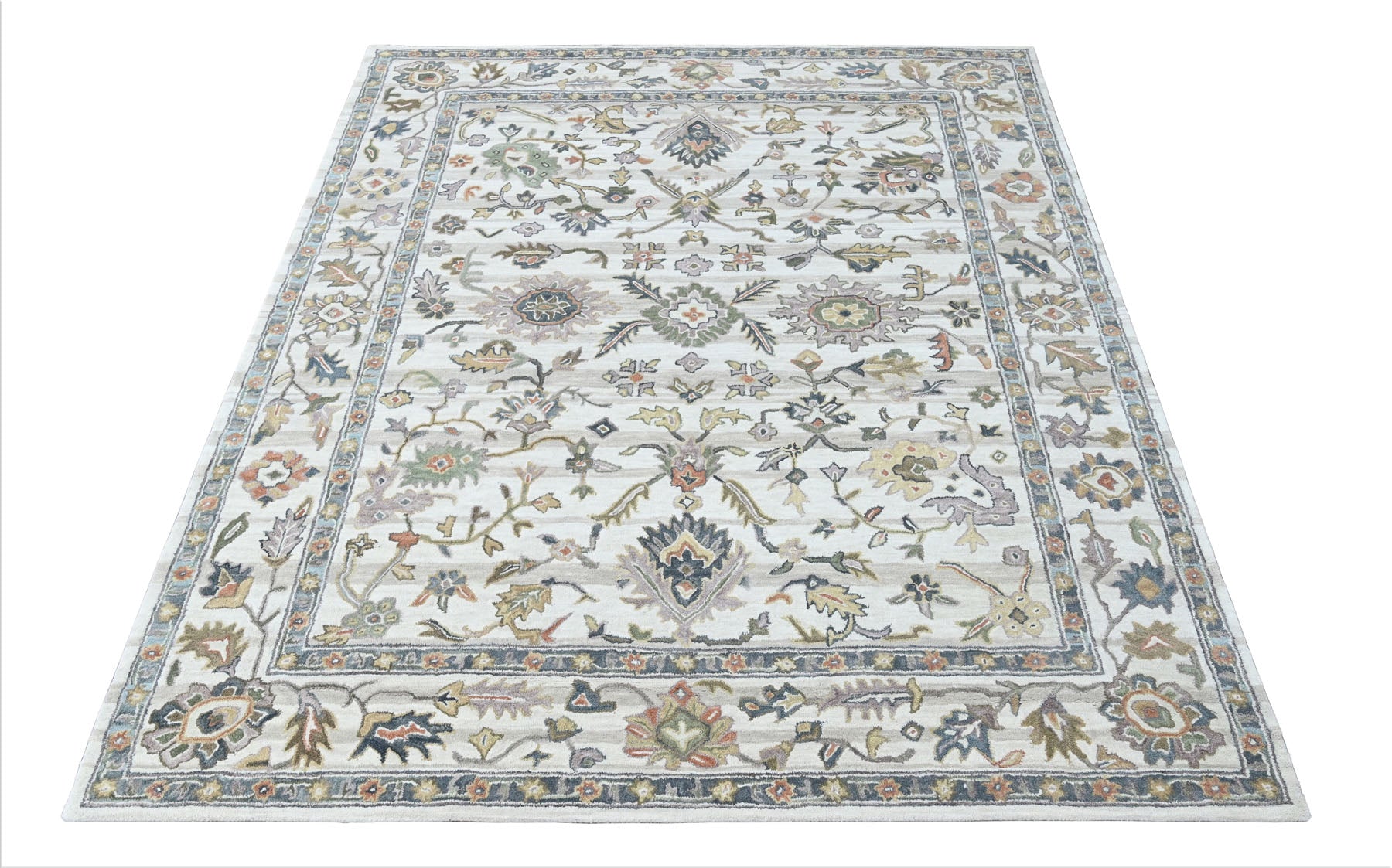 Multi Size Ivory Gray Blue Color Hand Tufted Handmade Wool Modern & Contemporary Oriental Rug
