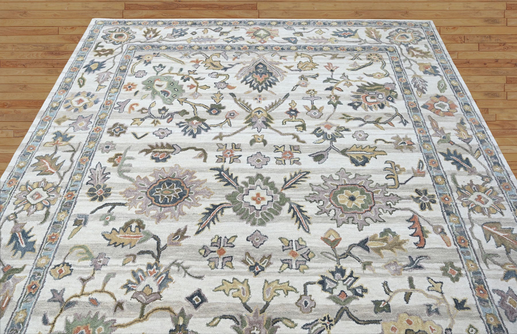 Multi Size Ivory Gray Blue Color Hand Tufted Handmade Wool Modern & Contemporary Oriental Rug