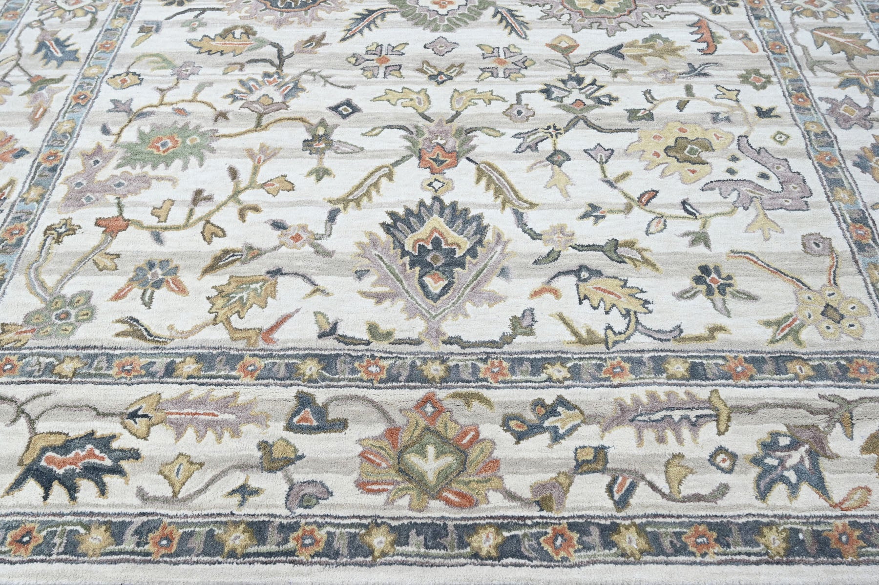 Multi Size Ivory Gray Blue Color Hand Tufted Handmade Wool Modern & Contemporary Oriental Rug