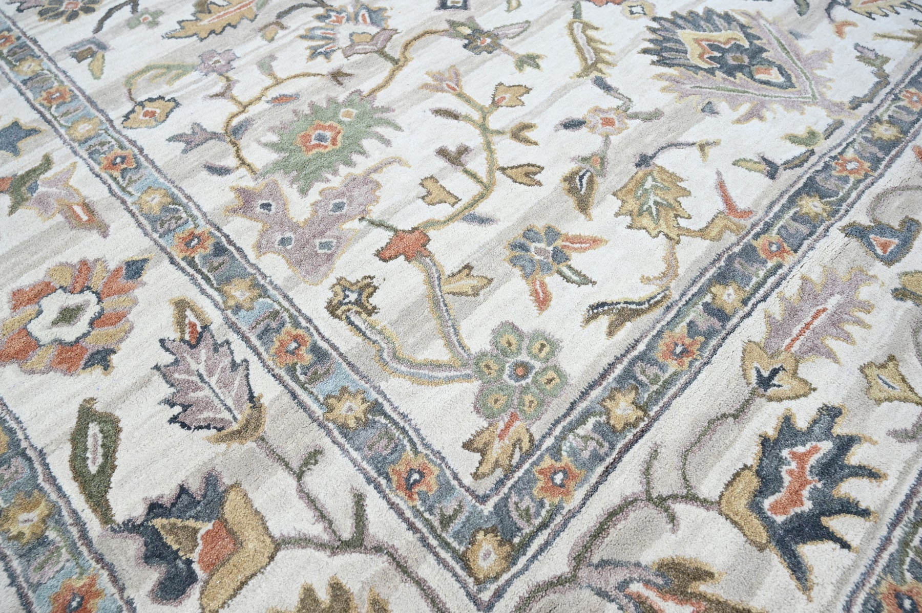 Multi Size Ivory Gray Blue Color Hand Tufted Handmade Wool Modern & Contemporary Oriental Rug