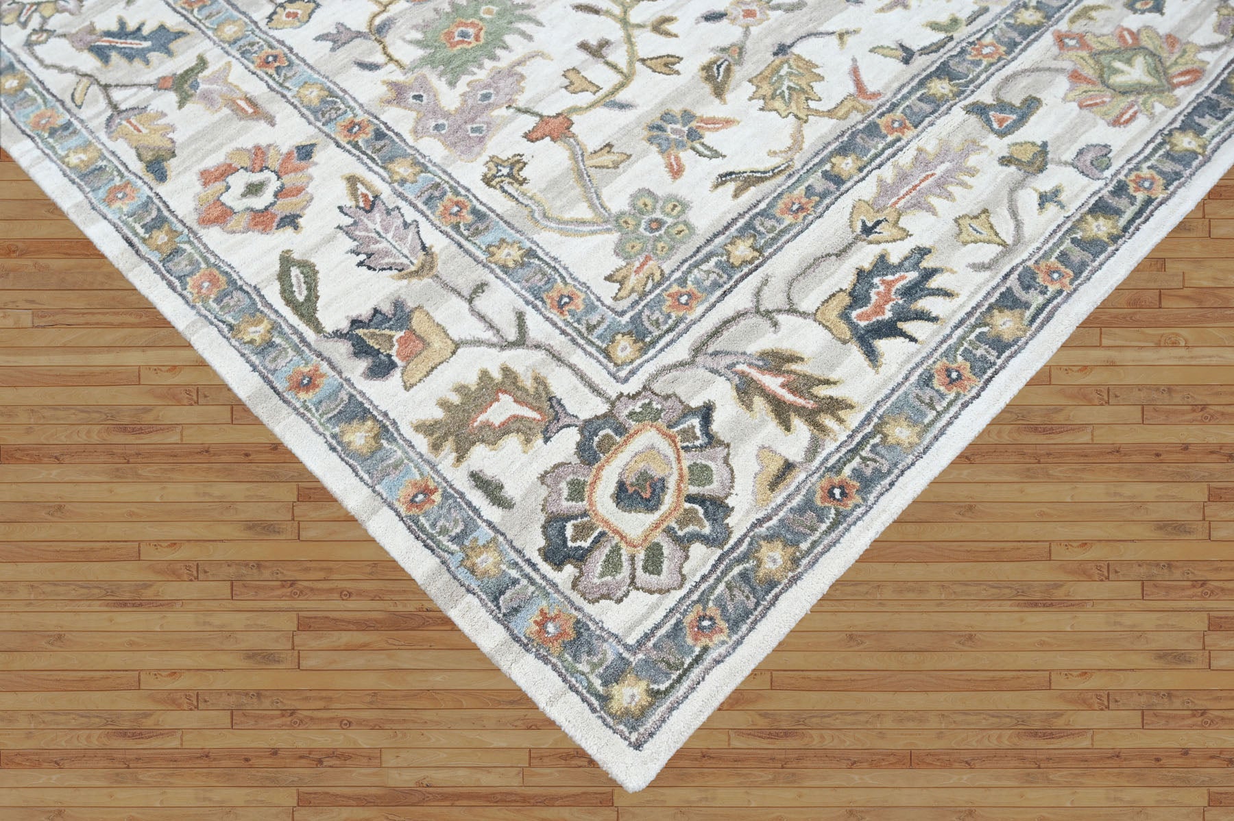 Multi Size Ivory Gray Blue Color Hand Tufted Handmade Wool Modern & Contemporary Oriental Rug