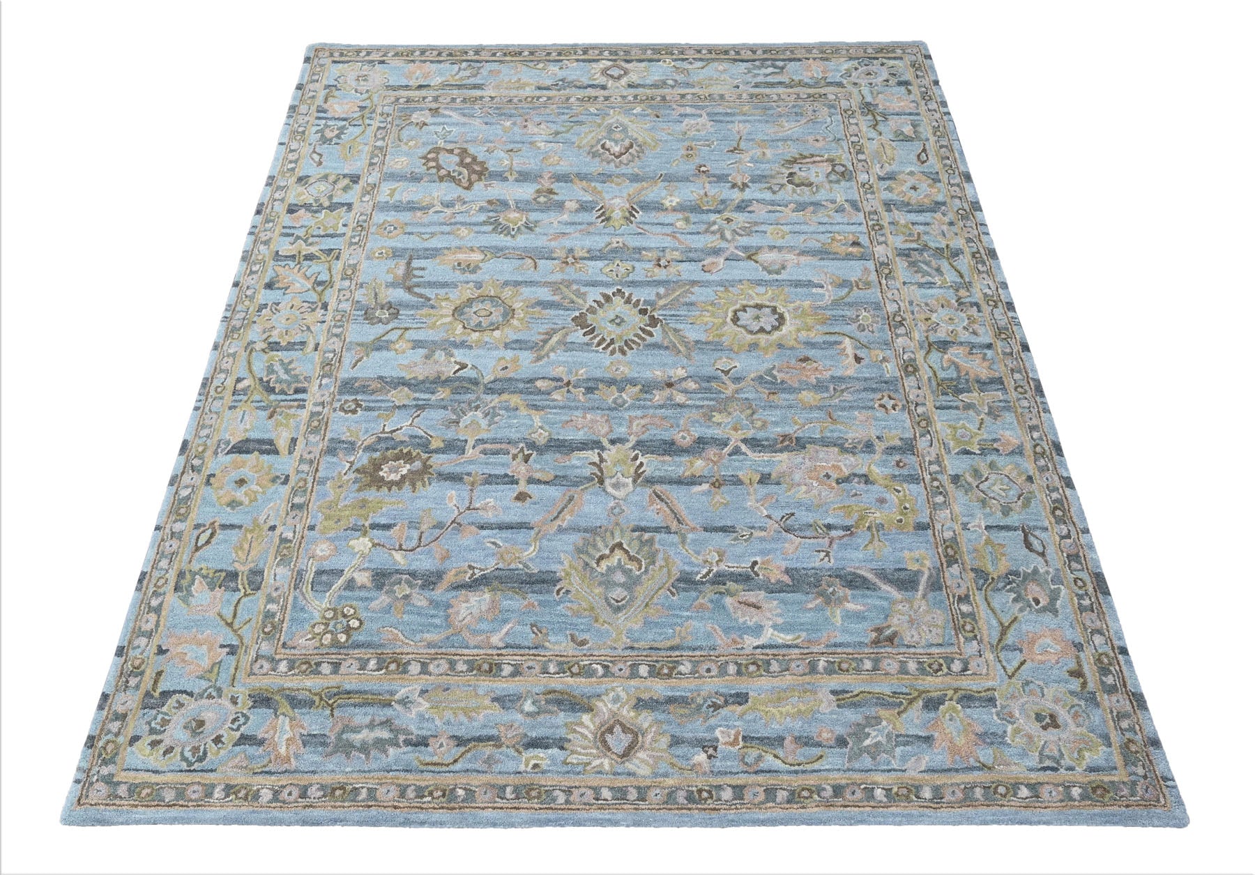 Multi Size Aqua Gray Brown Color Hand Tufted Handmade Wool Modern & Contemporary Oriental Rug