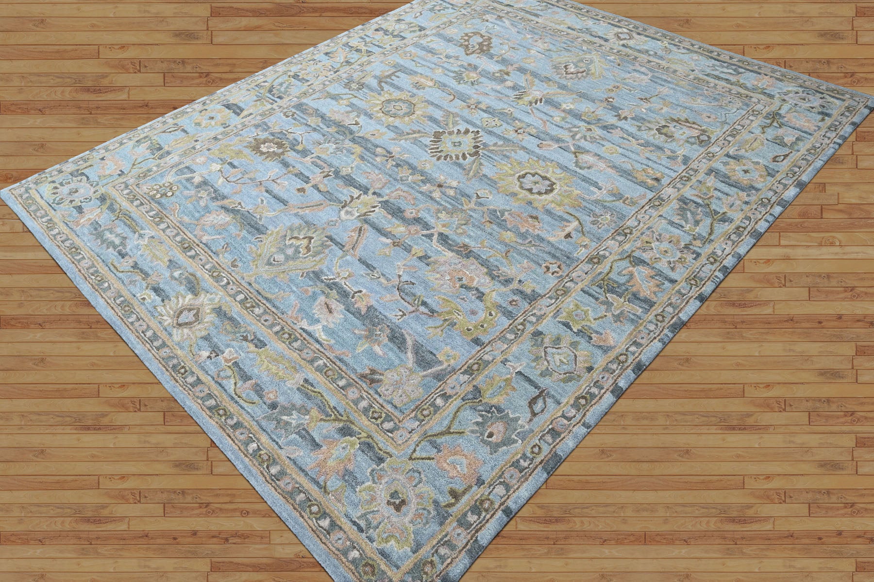 Multi Size Aqua Gray Brown Color Hand Tufted Handmade Wool Modern & Contemporary Oriental Rug