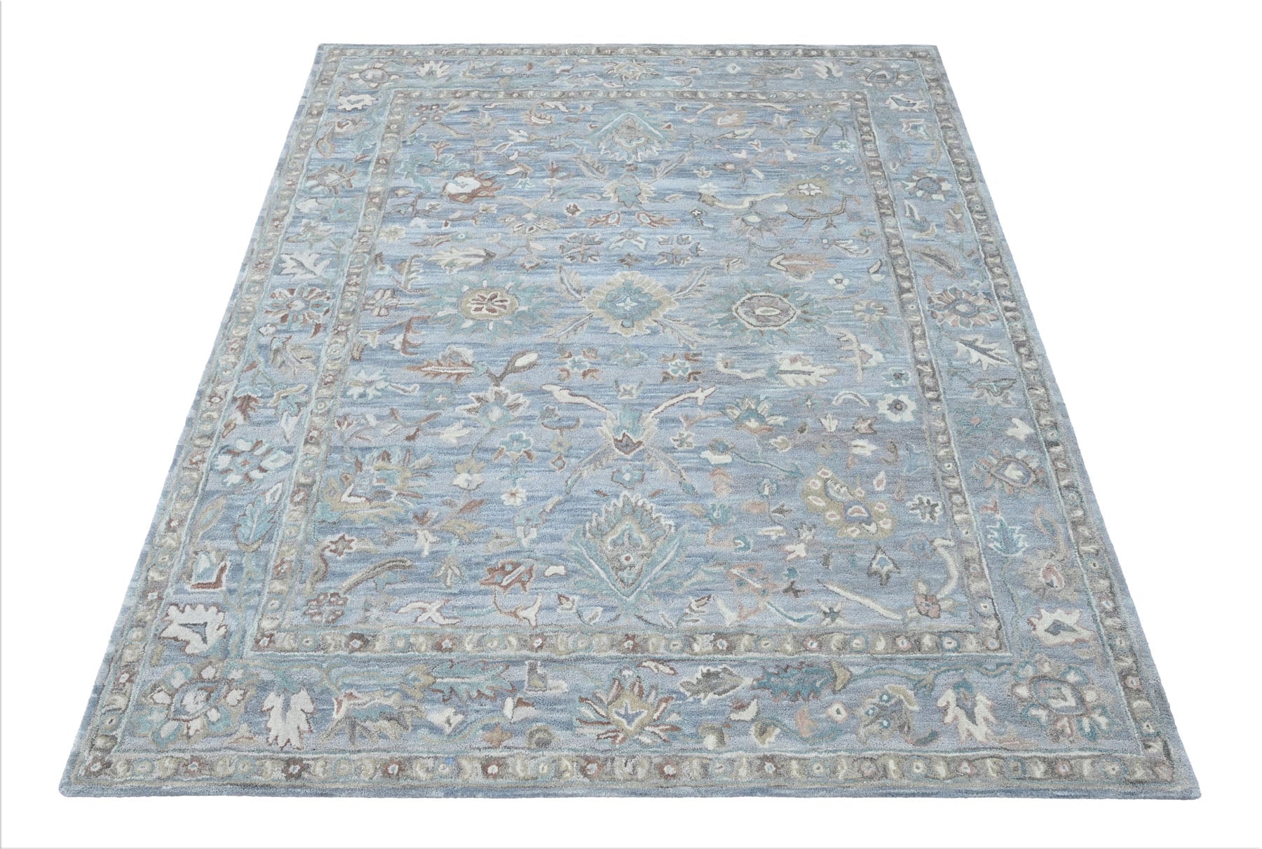 Multi Size Sky Blue Turquoise Beige Color Hand Tufted Handmade Wool Modern & Contemporary Oriental Rug