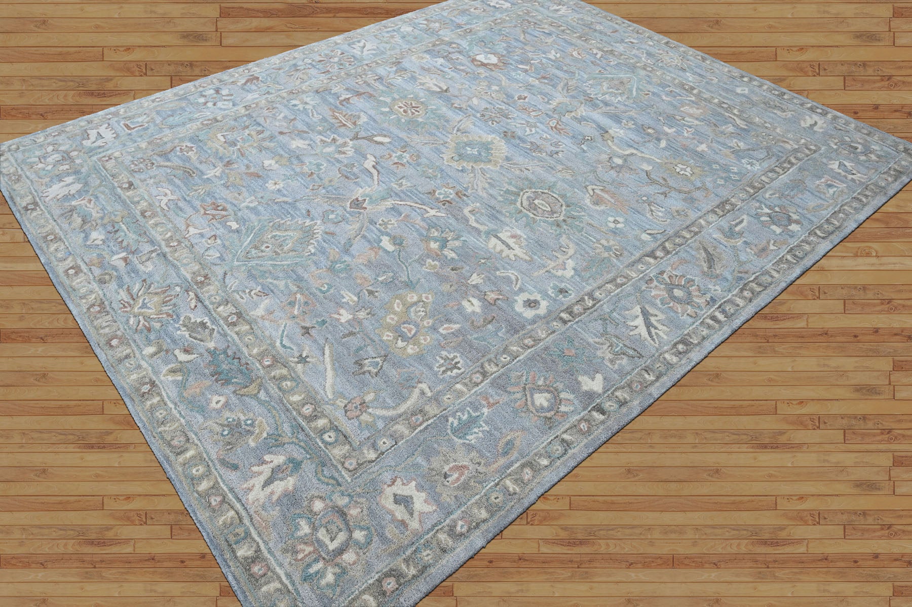Multi Size Sky Blue Turquoise Beige Color Hand Tufted Handmade Wool Modern & Contemporary Oriental Rug