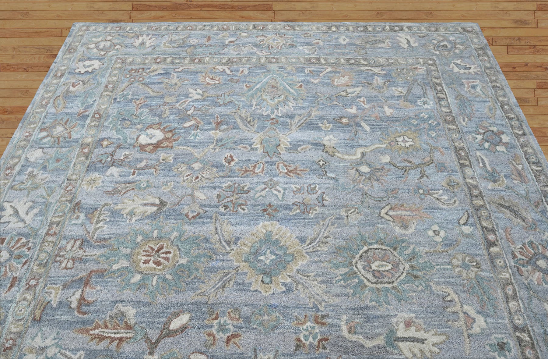 Multi Size Sky Blue Turquoise Beige Color Hand Tufted Handmade Wool Modern & Contemporary Oriental Rug