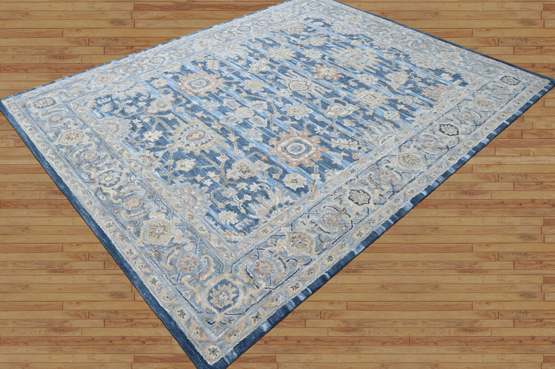 Multi Size Blue Beige Burnt Orange Color Hand Tufted Handmade Wool Modern & Contemporary Oriental Rug