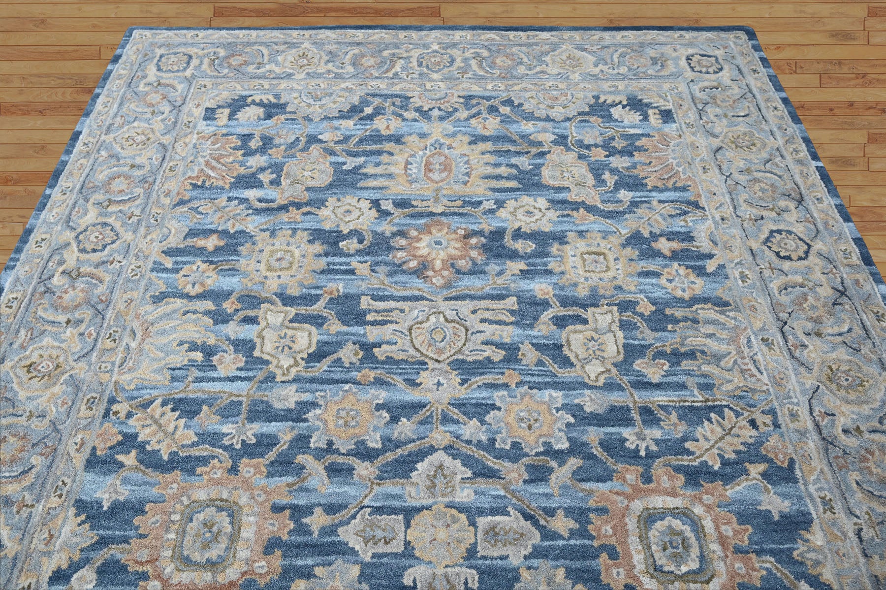 Multi Size Blue Beige Burnt Orange Color Hand Tufted Handmade Wool Modern & Contemporary Oriental Rug
