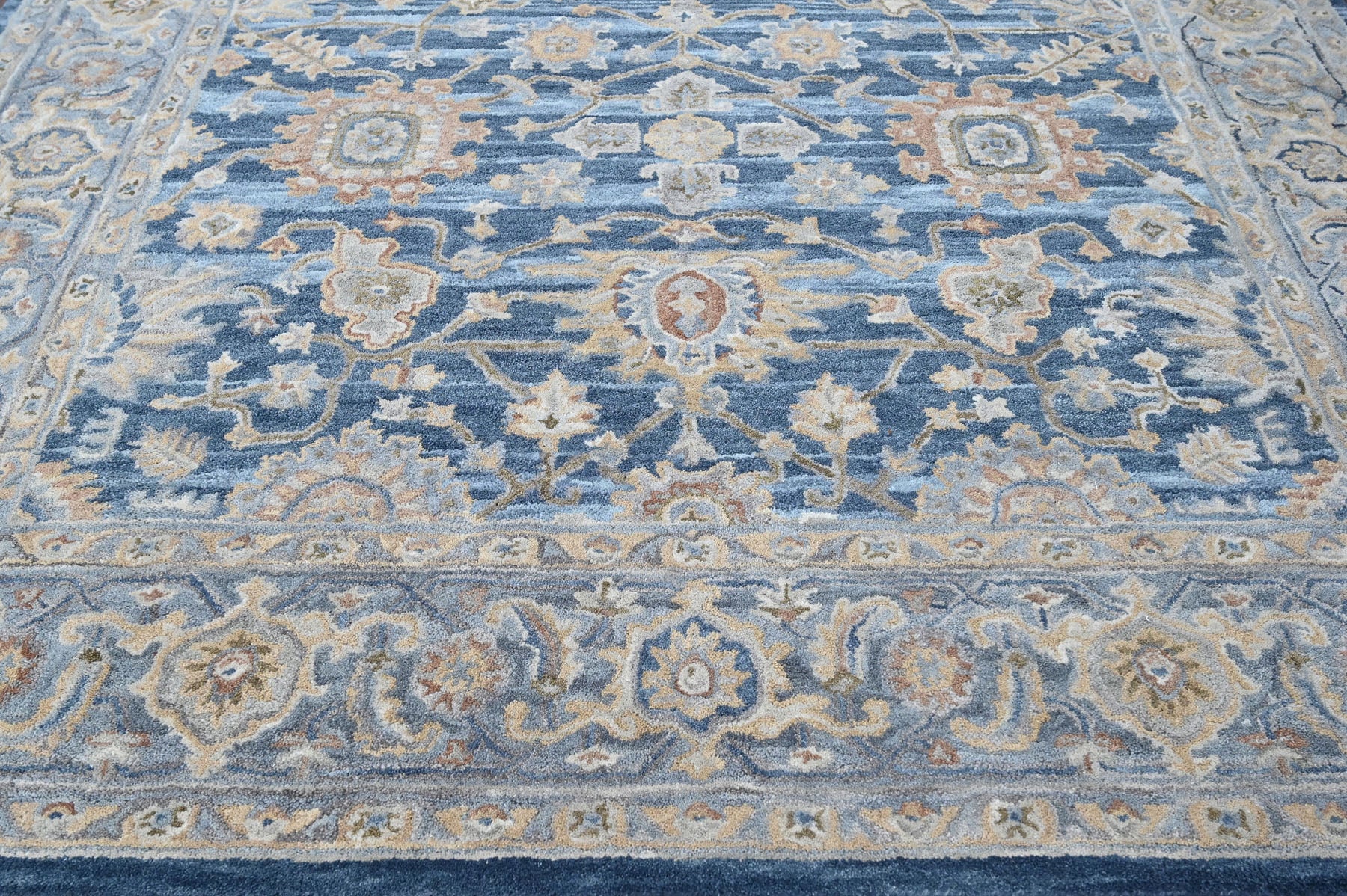 Multi Size Blue Beige Burnt Orange Color Hand Tufted Handmade Wool Modern & Contemporary Oriental Rug