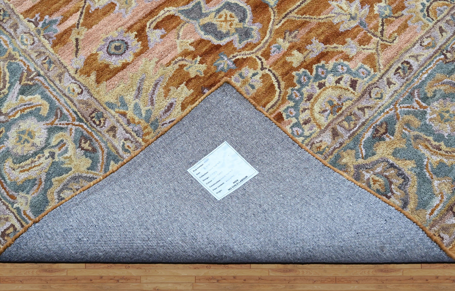 Multi Size Burnt Orange Light Yellow Turquoise Color Hand Tufted Handmade Wool Modern & Contemporary Oriental Rug