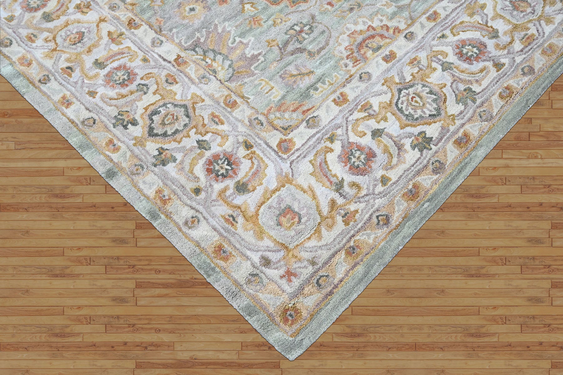 Multi Size Mint Green Gray Burnt Orange Color Hand Tufted Handmade Wool Modern & Contemporary Oriental Rug