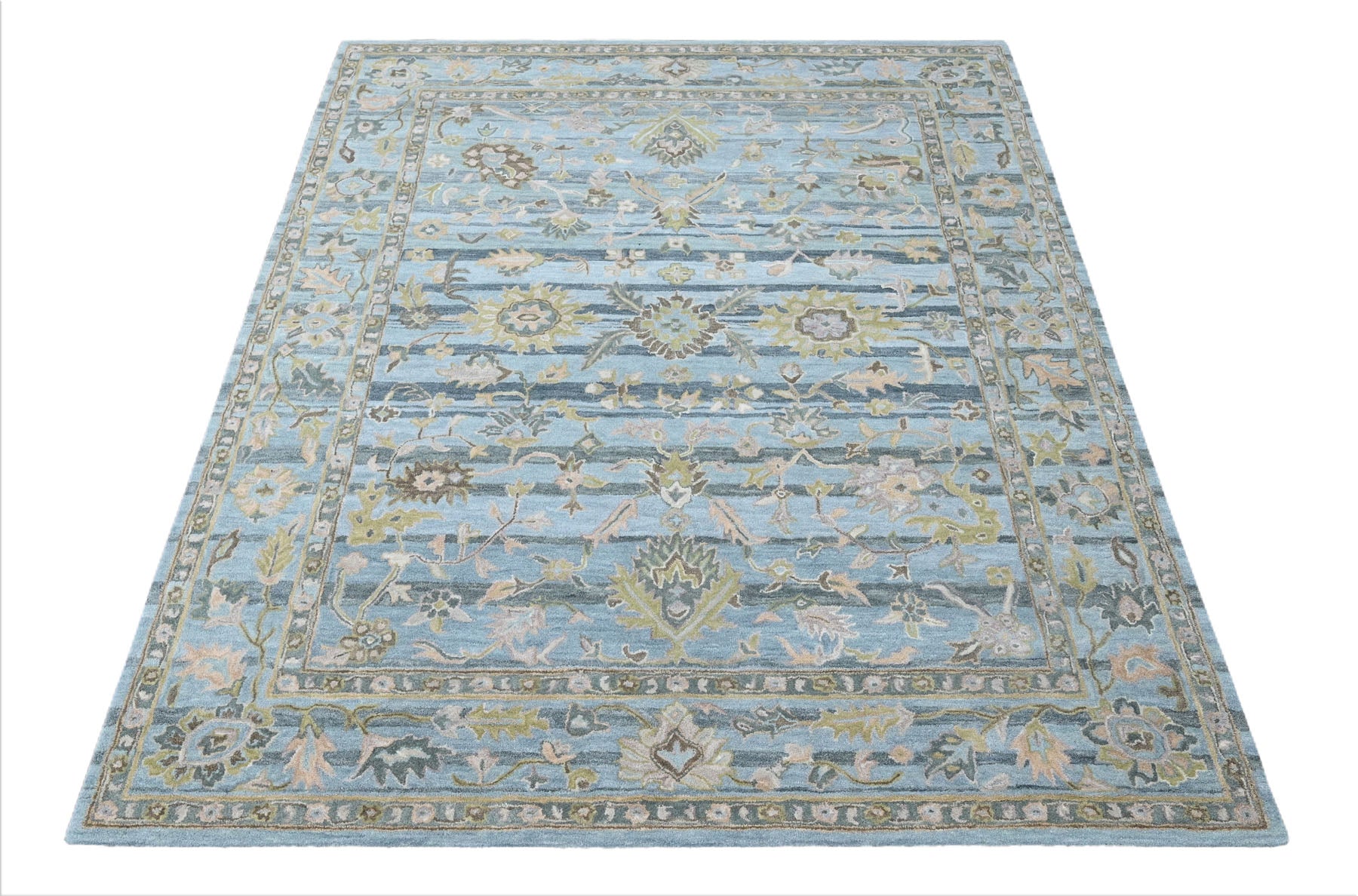 Multi Size Blue Aqua Olive Green Color Hand Tufted Handmade Wool Modern & Contemporary Oriental Rug