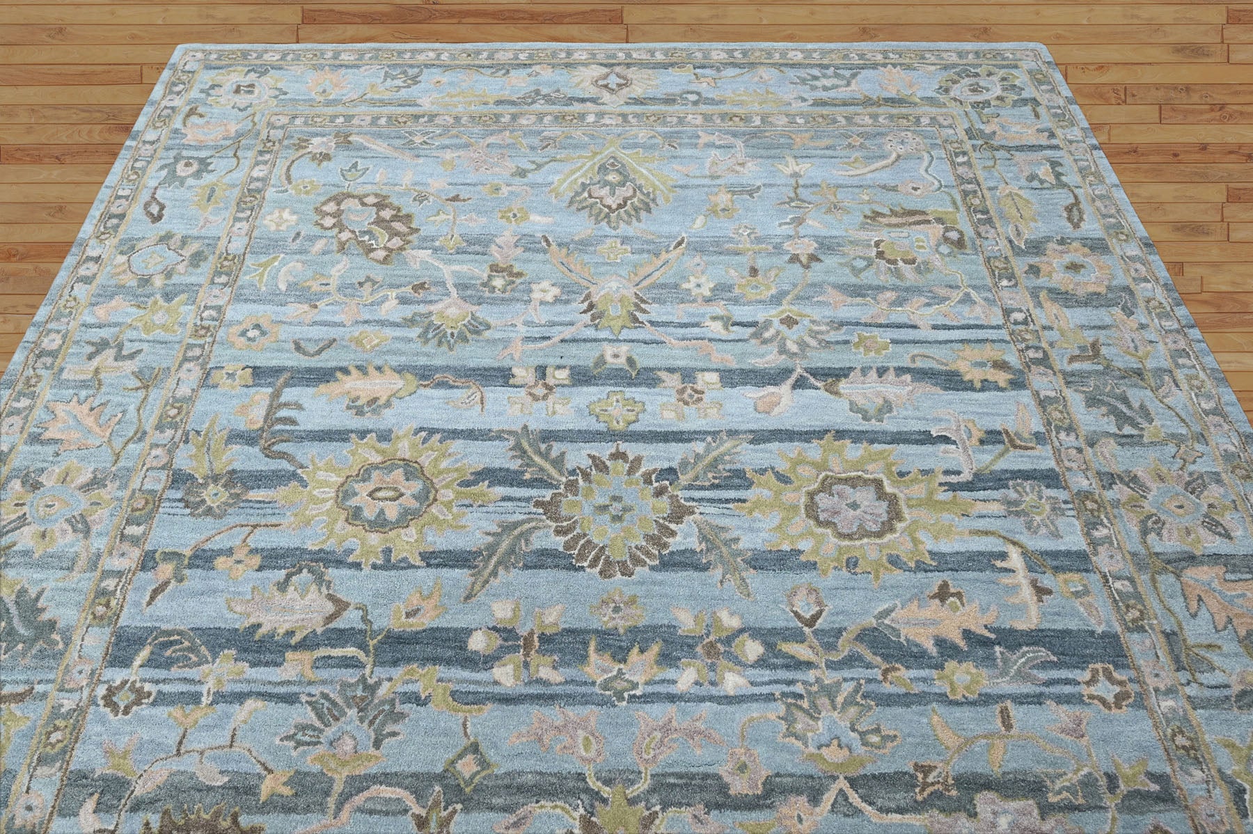 Multi Size Blue Aqua Olive Green Color Hand Tufted Handmade Wool Modern & Contemporary Oriental Rug