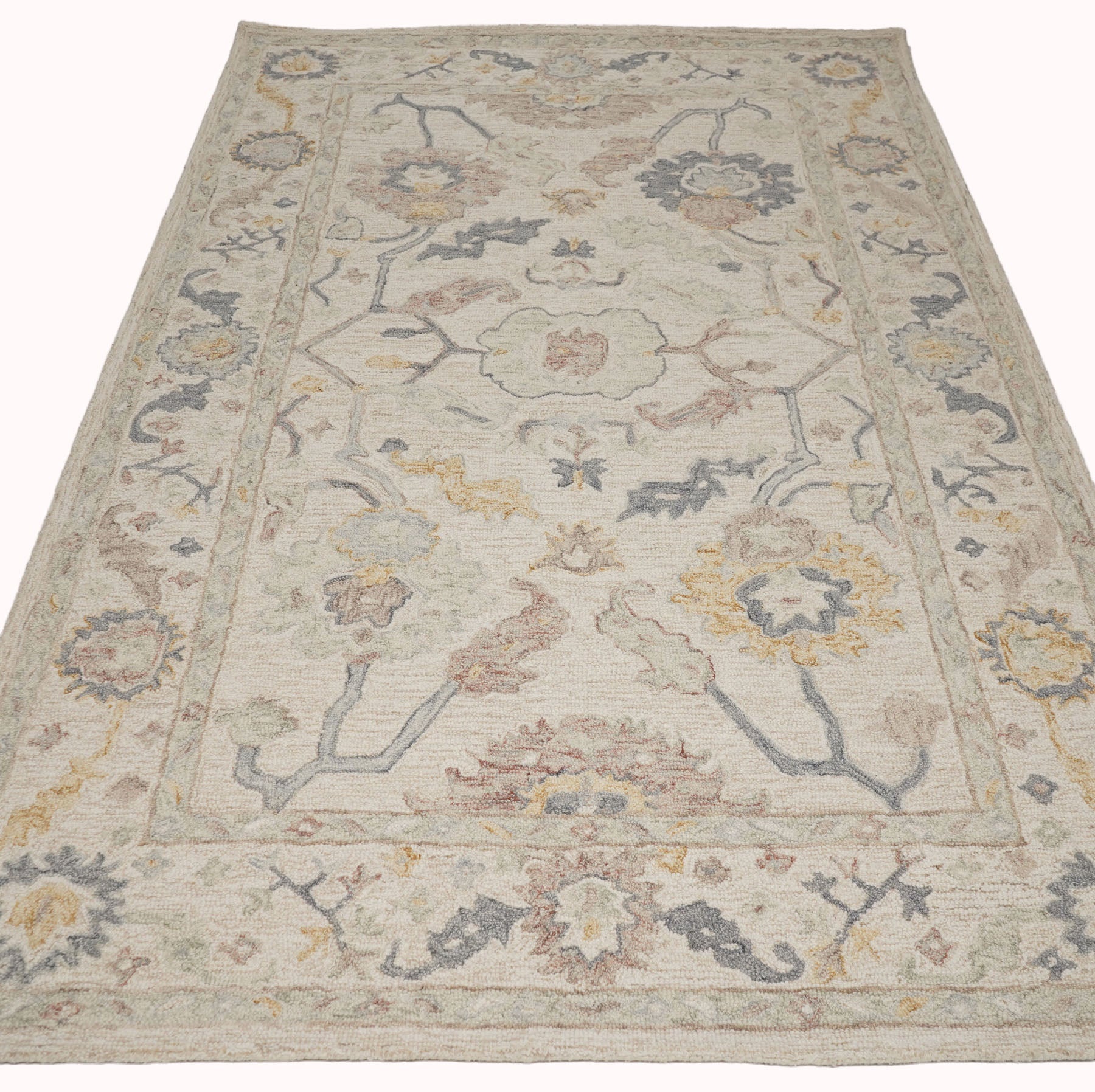 Multi Size Beige Gray Mint Color Hand Loomed  Wool  Oriental Rug