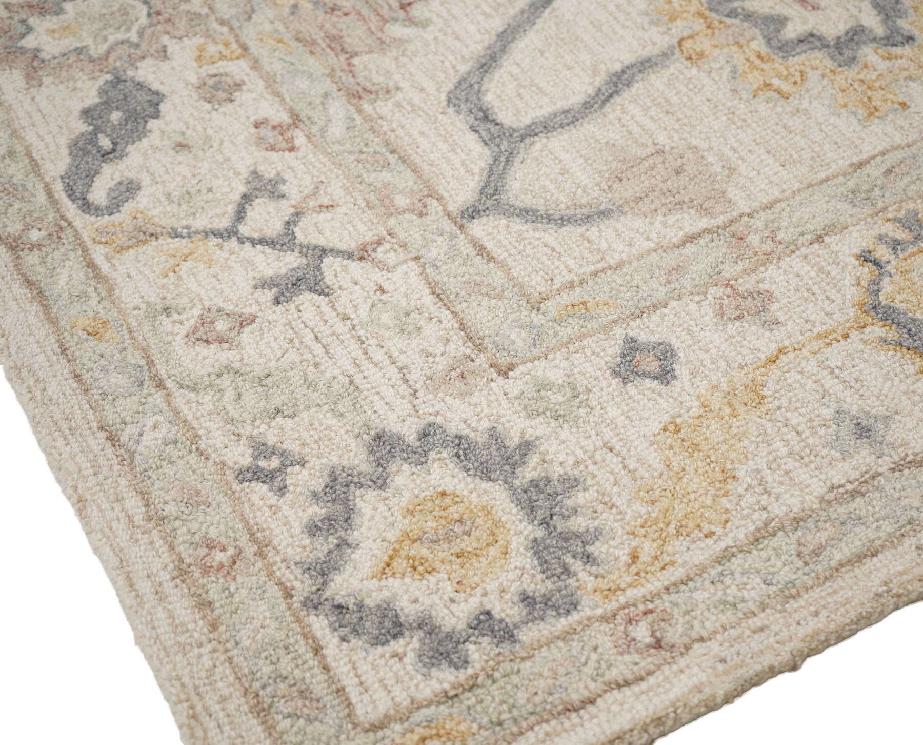 Multi Size Beige Gray Mint Color Hand Loomed  Wool  Oriental Rug