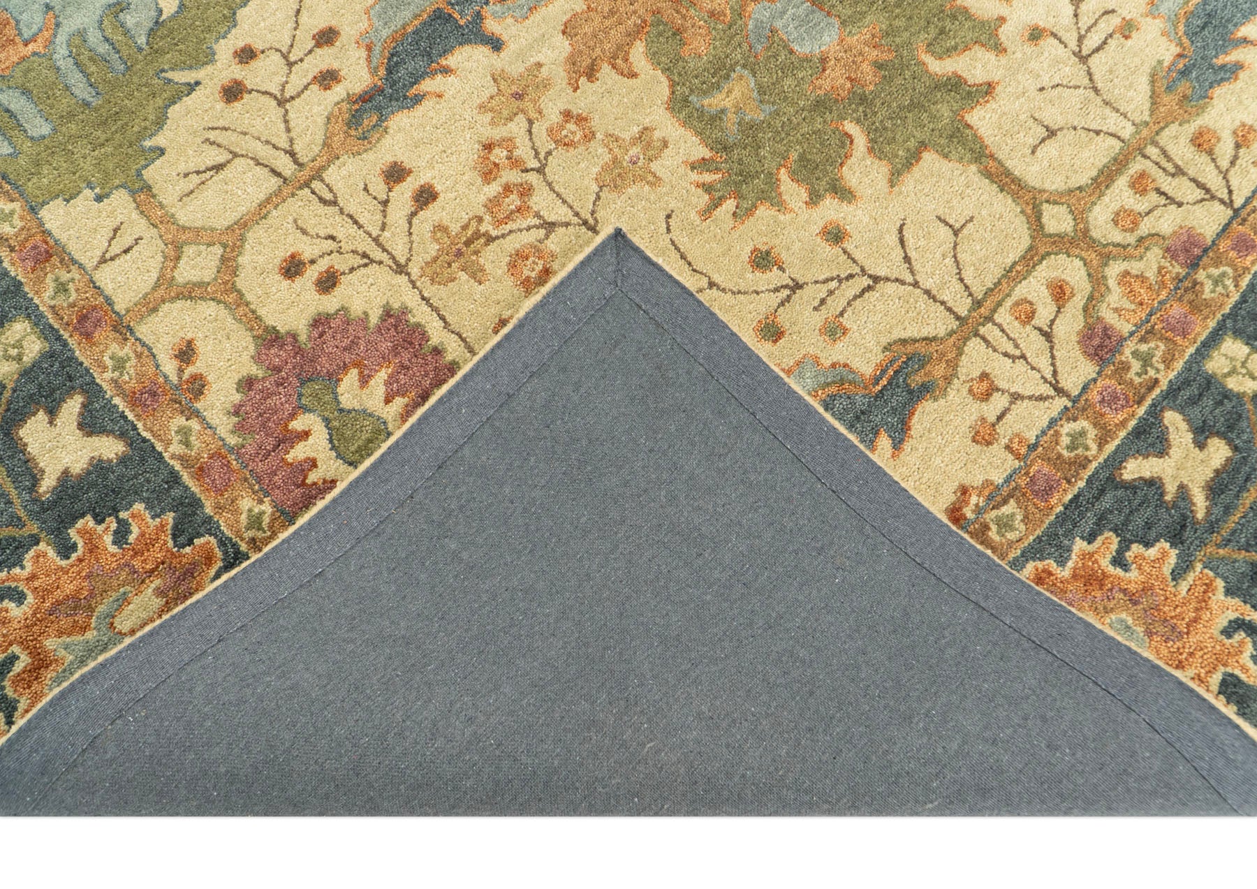 Multi Size Light Gold Blue Burnt Orange Color Hand Tufted  Wool  Oriental Rug