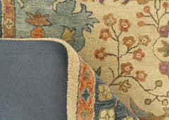 Multi Size Light Gold Blue Burnt Orange Color Hand Tufted  Wool  Oriental Rug