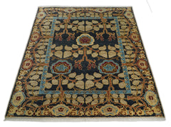 LoomBloom Multi Size Charcoal Hand Knotted Wool Arts and Crafts Stained Glass Oushak Oriental Area Rug
