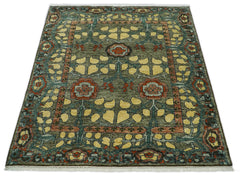 LoomBloom Multi Size Moss Hand Knotted Wool Arts and Crafts Stained Glass Oushak Oriental Area Rug