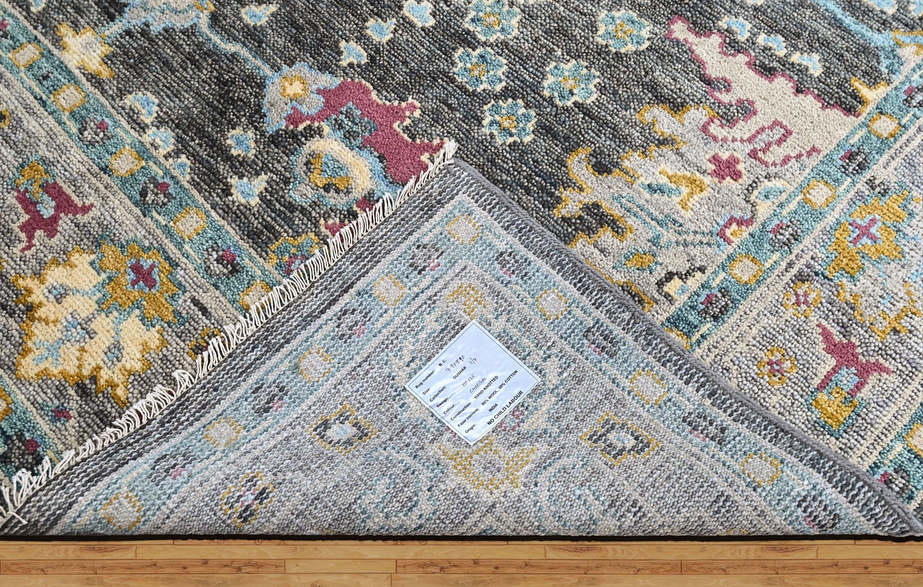 Gray, Aqua 7'9''x9'10'' Oushak Arts and Crafts Hand Knotted Wool Oriental Area Rug