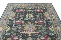 Gray, Aqua 7'9''x9'10'' Oushak Arts and Crafts Hand Knotted Wool Oriental Area Rug