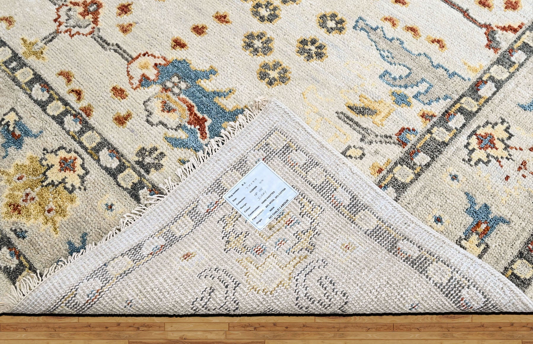Ivory 7'10''x9'10'' Oushak Transitional Hand Knotted Wool Oriental Area Rug
