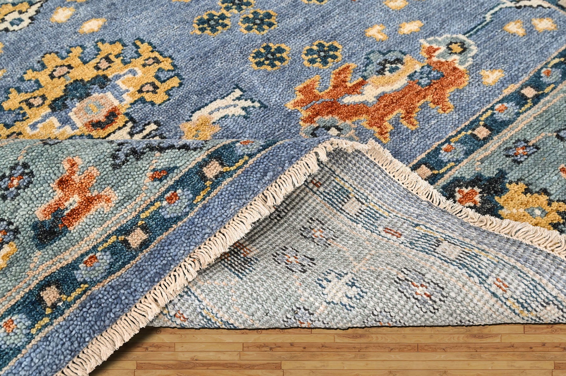 Blue, Aqua 7'11''x9'11'' Oushak Arts and Crafts Hand Knotted Wool Oriental Area Rug