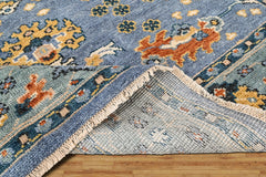 Blue, Aqua 7'11''x9'11'' Oushak Arts and Crafts Hand Knotted Wool Oriental Area Rug