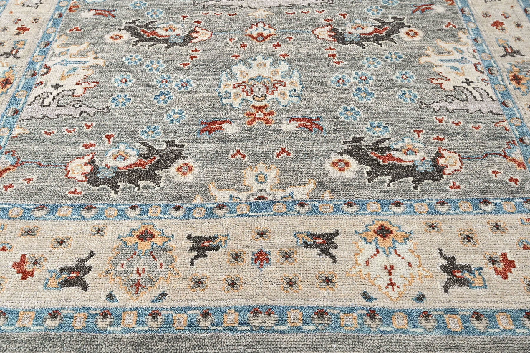 Gray 8x10 Oushak Transitional Hand Knotted Wool Oriental Area Rug